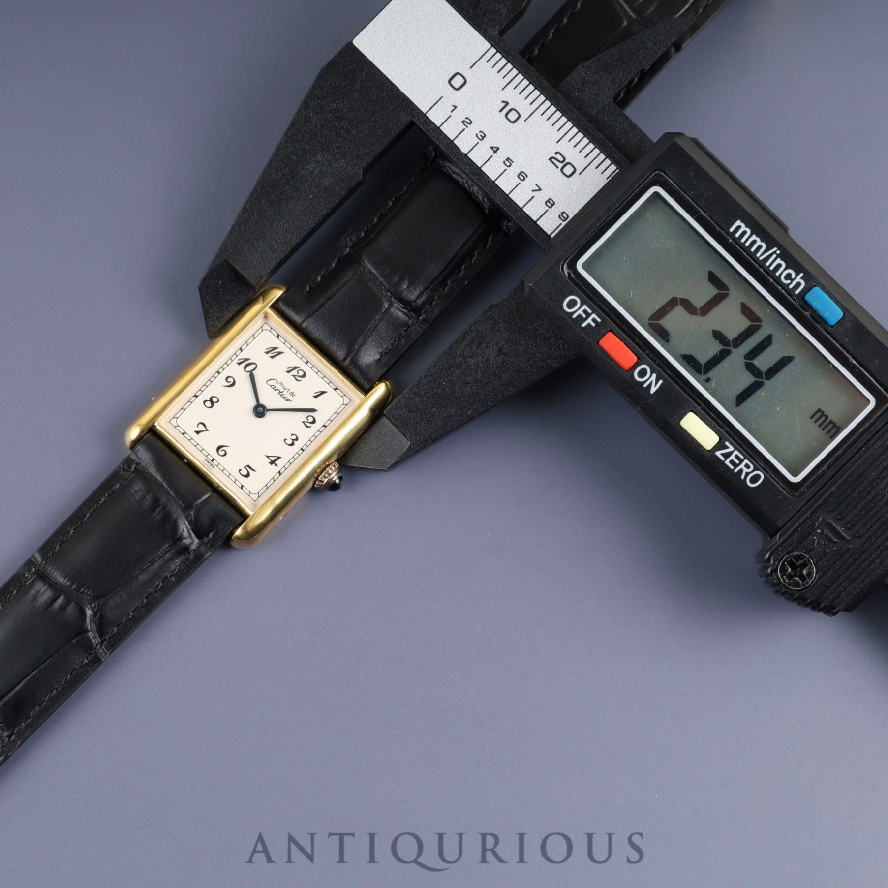 Cartier Must Tank LM 590005 Quartz Caliber - SV925 Leather Strap with Genuine D-Buckle (GP) Arabic Dial Circa 1982-1995 Overhauled and Finished to New