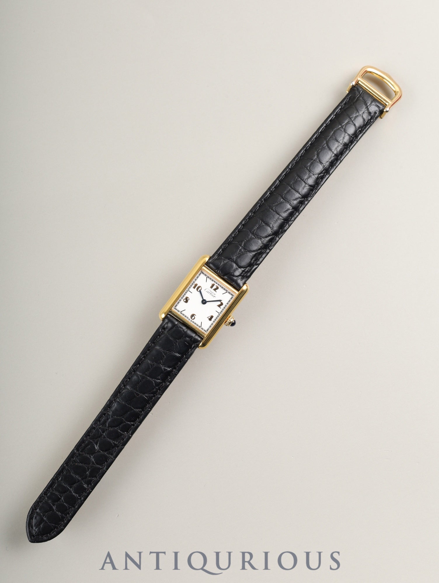 カルティエ マストタンク SM W1008354 / 5057001 クォーツ Cal.057 SV925 革 純正Dバックル(GP)飛びアラビア文字盤(SWISS表記)箱 オーバーホール済み 新品仕上げ済み