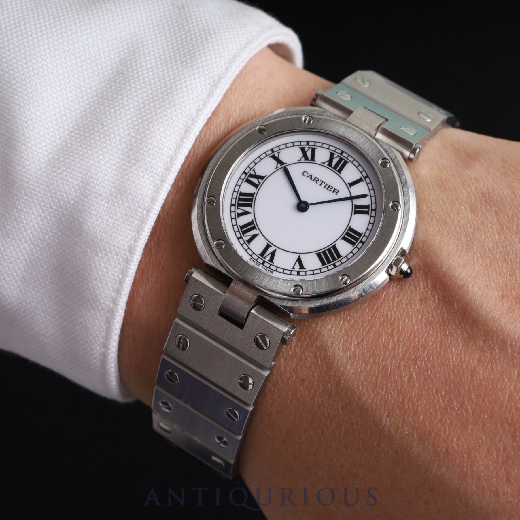 カルティエ サントス ヴァンドーム LM 83038188/8192 クォーツ SS SS ホワイトローマン文字盤 カルティエブティックにてコンプリートサービス(フルメンテナンス)済み