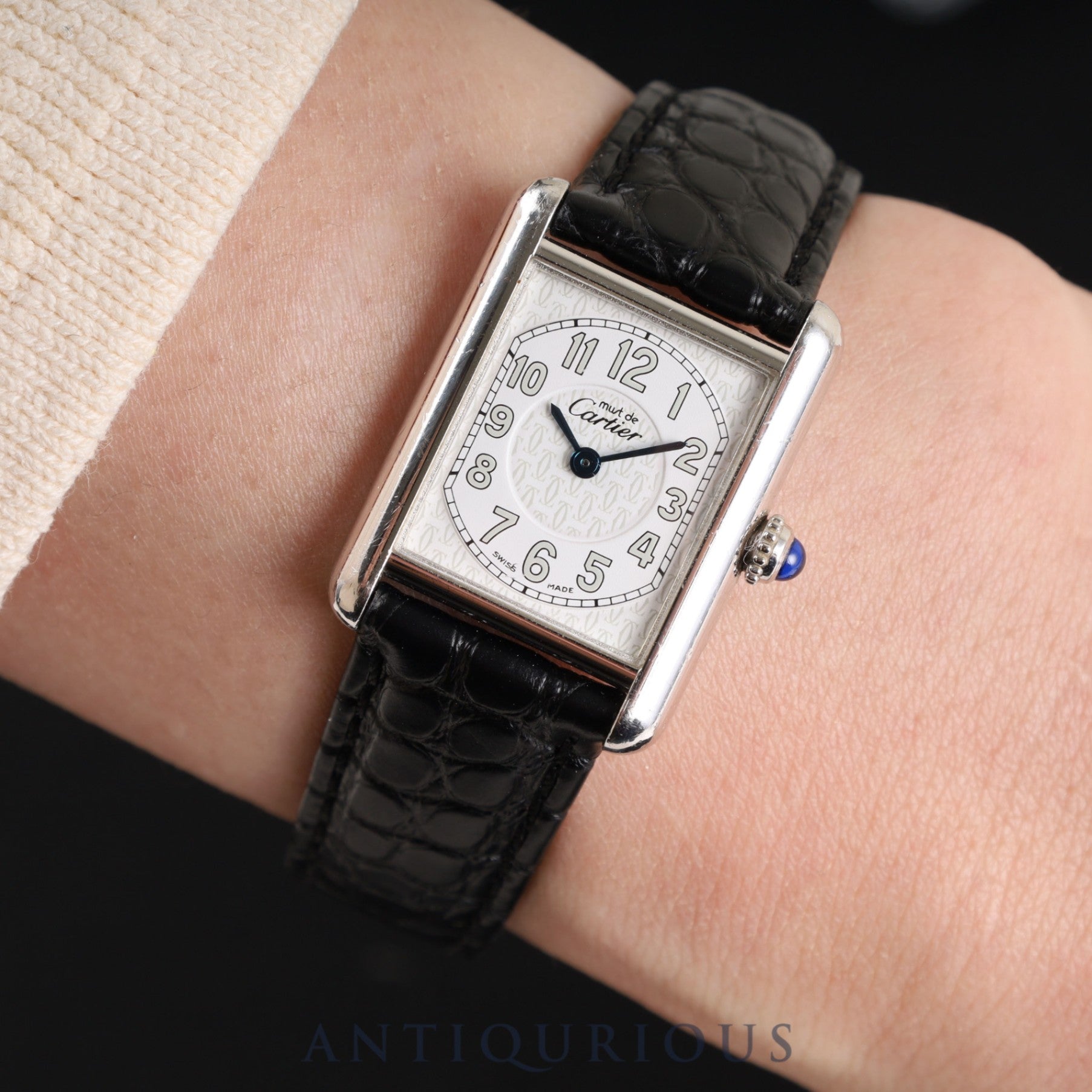 カルティエ マストタンク MM 2416 クォーツ Cal.057 SV925 革 純正Dバックル(SS) テレフォンCC文字盤 オーバーホール済み
