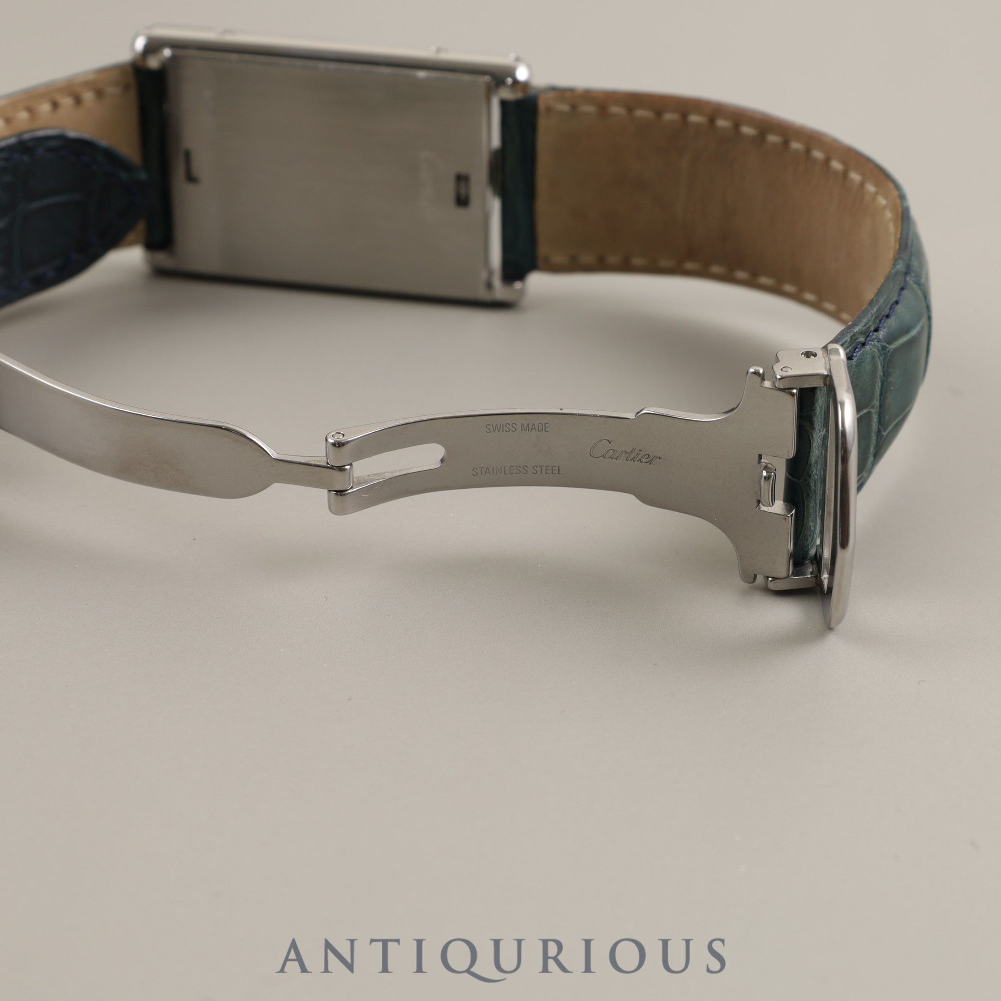 Cartier Tank Basculant LM / 2522 Quartz SS Leather Genuine Buckle (SS) Silver Dial Box Warranty Card Complete Cartier Boutique Service