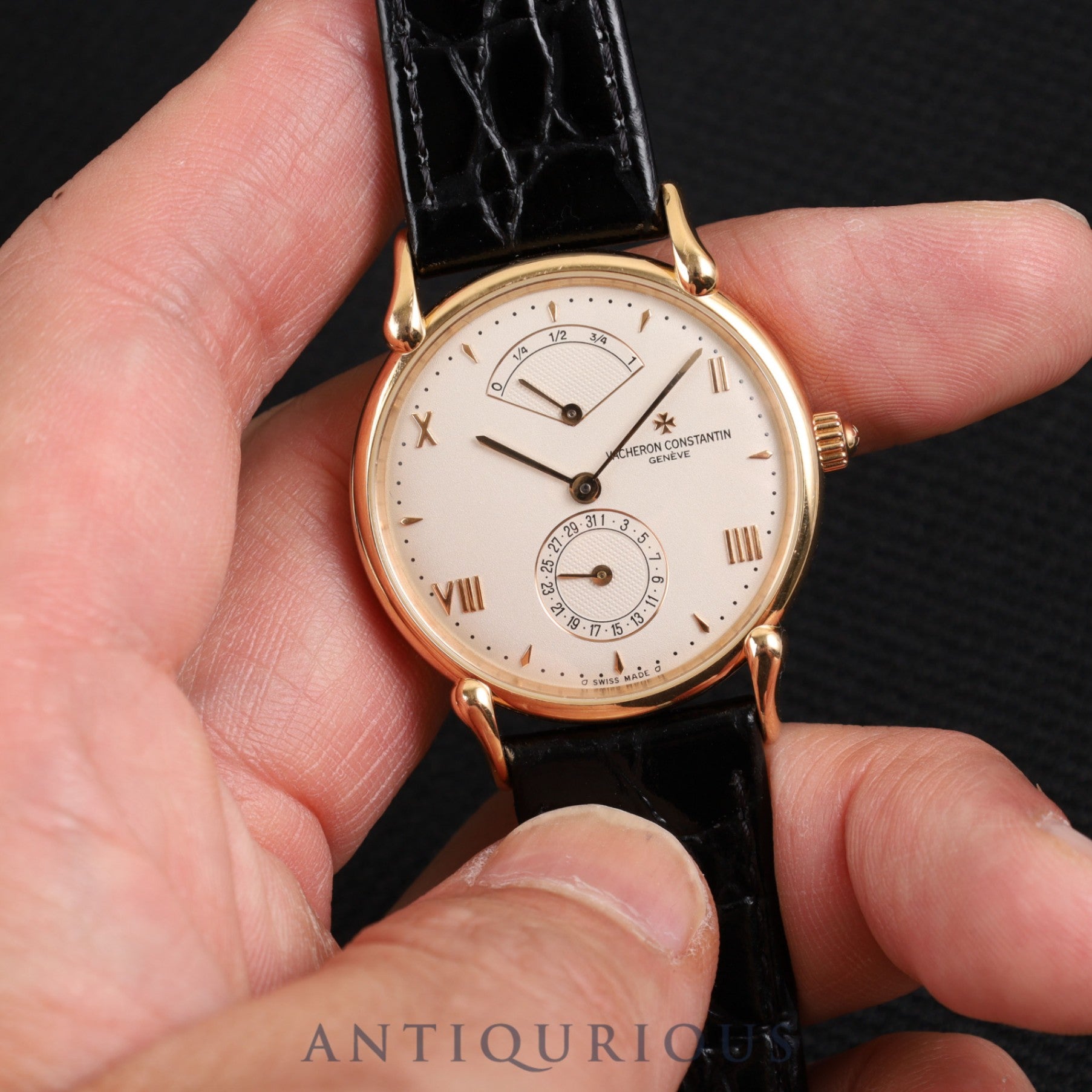 Vacheron Constantin Tour de Ile 48100/000R-3 Automatic Caliber 1190 750PG Leather Strap with Genuine Buckle (750PG) Ivory Dial Overhauled