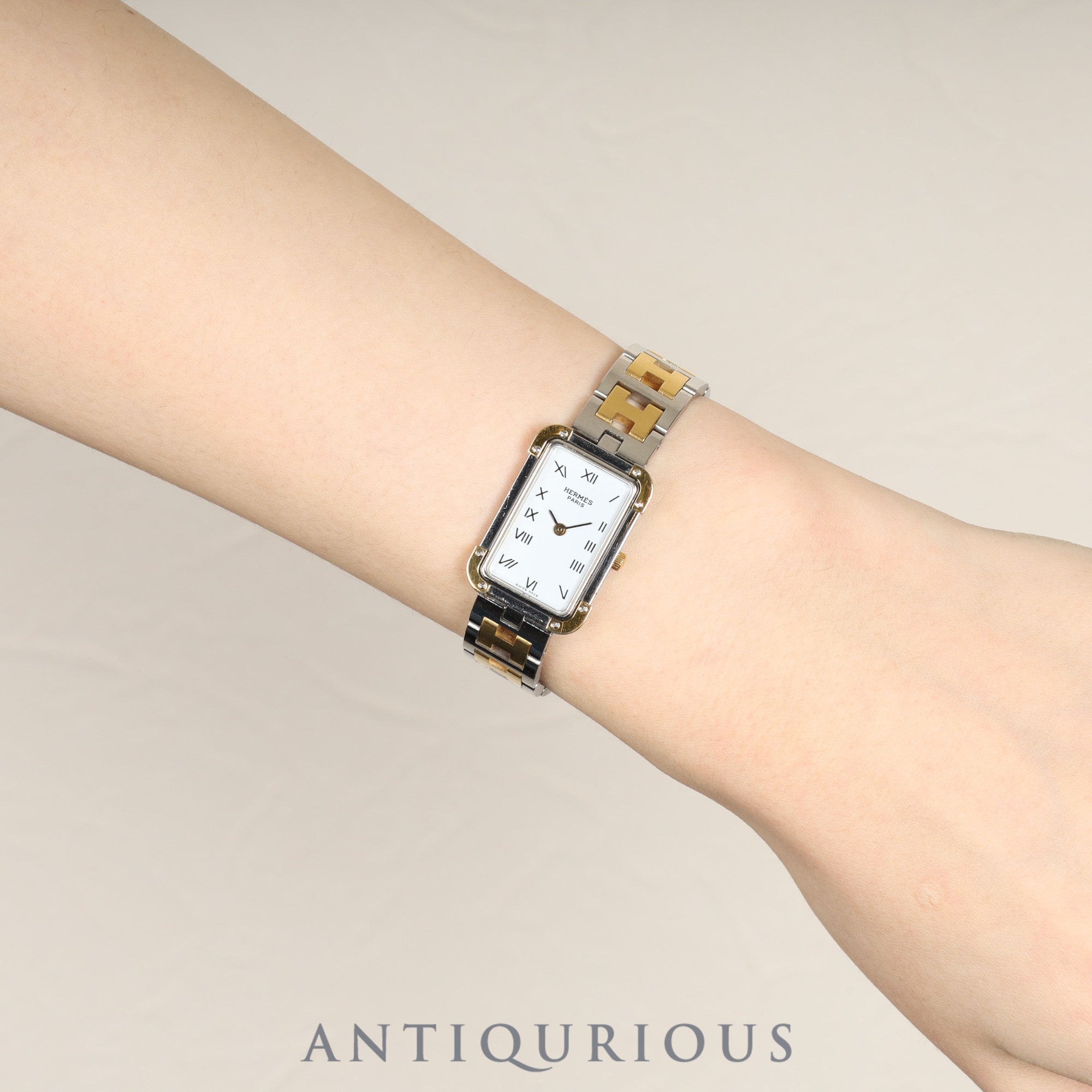 エルメス クロアジュール CR1.240 クォーツ Cal.976.001 SS/GP SS/GP ホワイト文字盤 オーバーホール済み