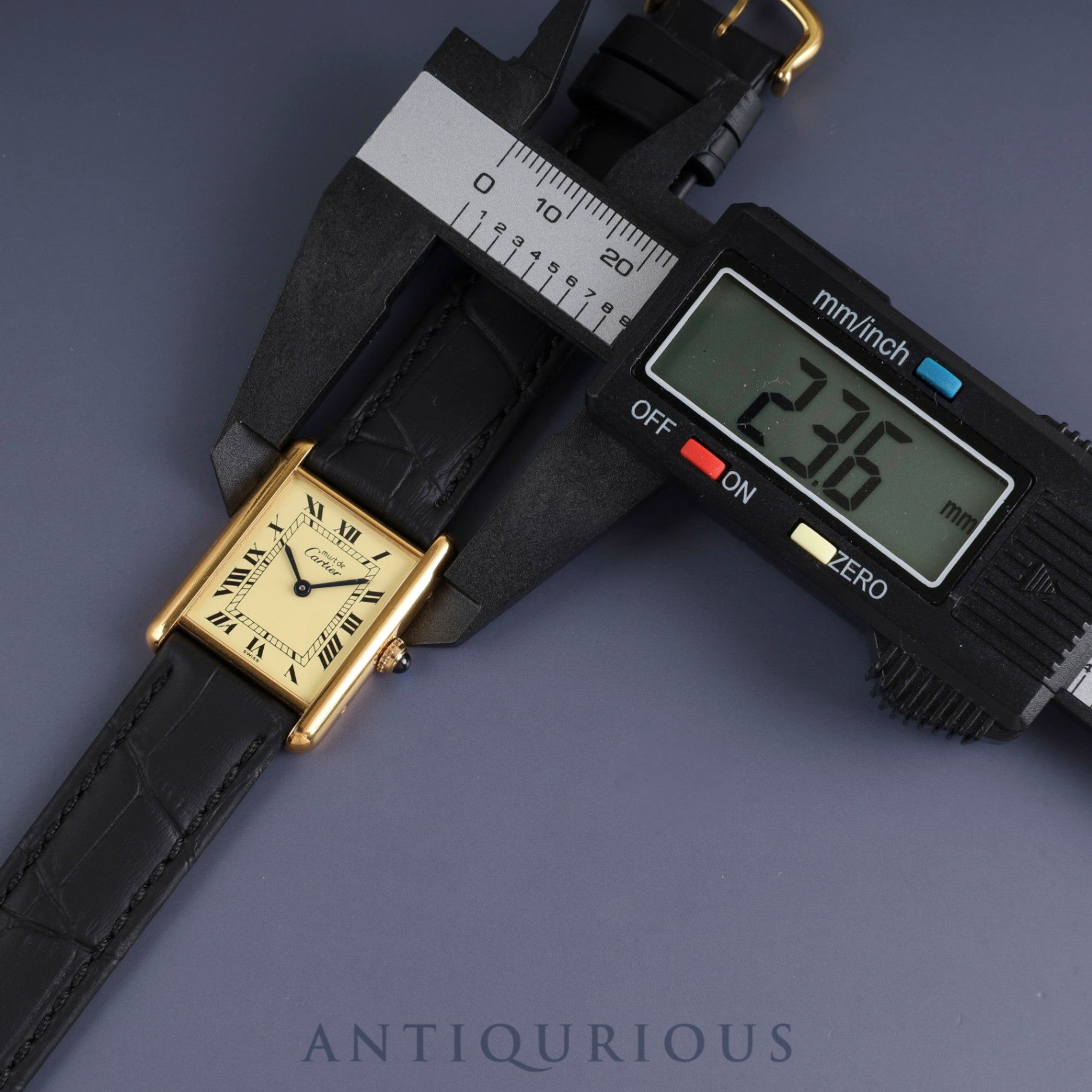 Cartier Must Tank LM 590005 Quartz SV925 Leather Genuine Buckle (GP) Ivory Roman Dial Overhauled