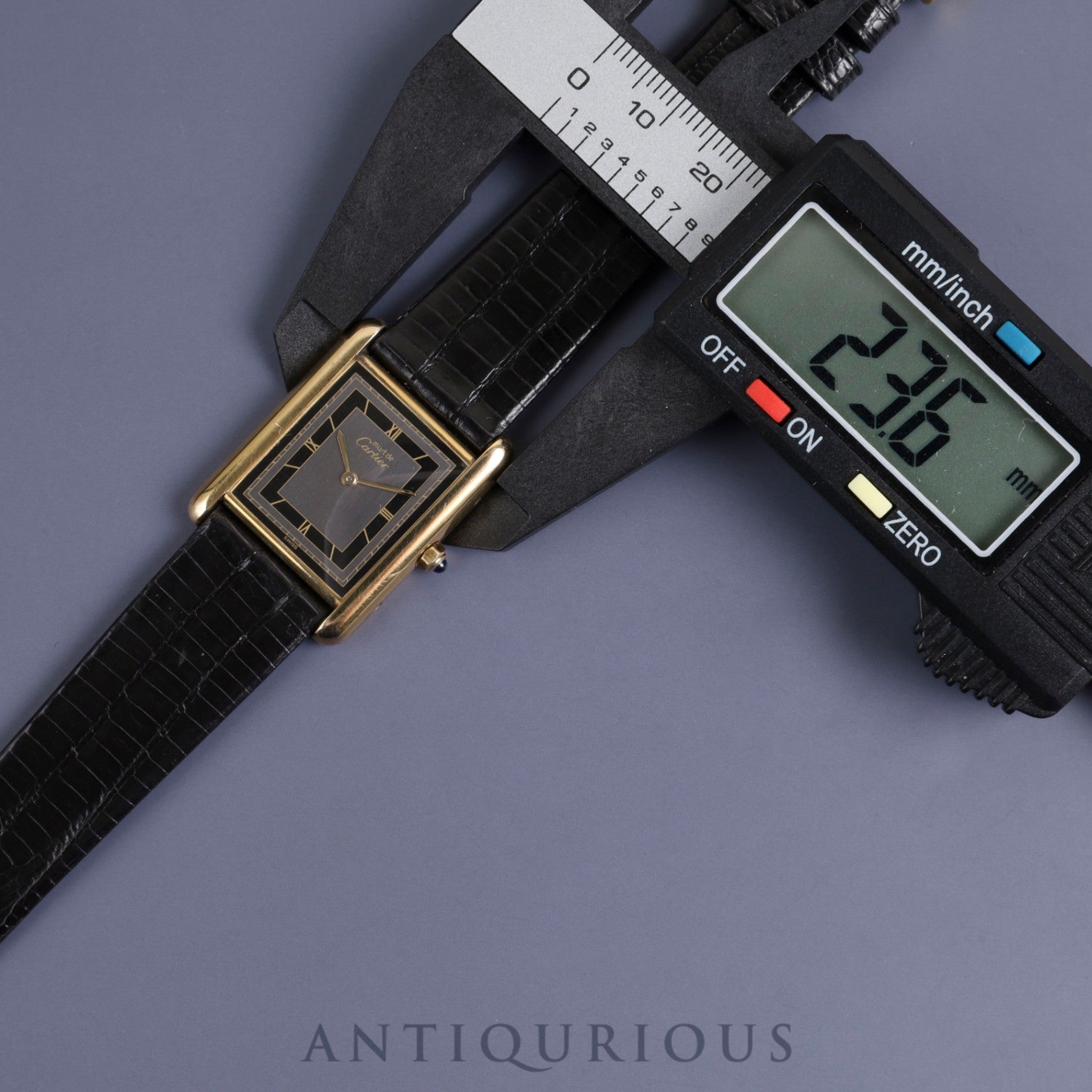 Cartier Must Tank LM 6 81006 Quartz Cal.81 SV925 Leather Genuine Buckle Grey Roman Dial Overhauled