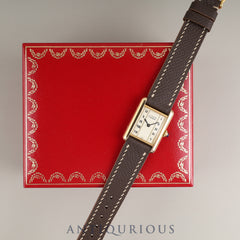 Cartier Must Tank SM W10030353/5057001 Quartz Caliber 057 SV925 Leather Straight Roman Dial with Genuine GP Buckle Box Overhauled