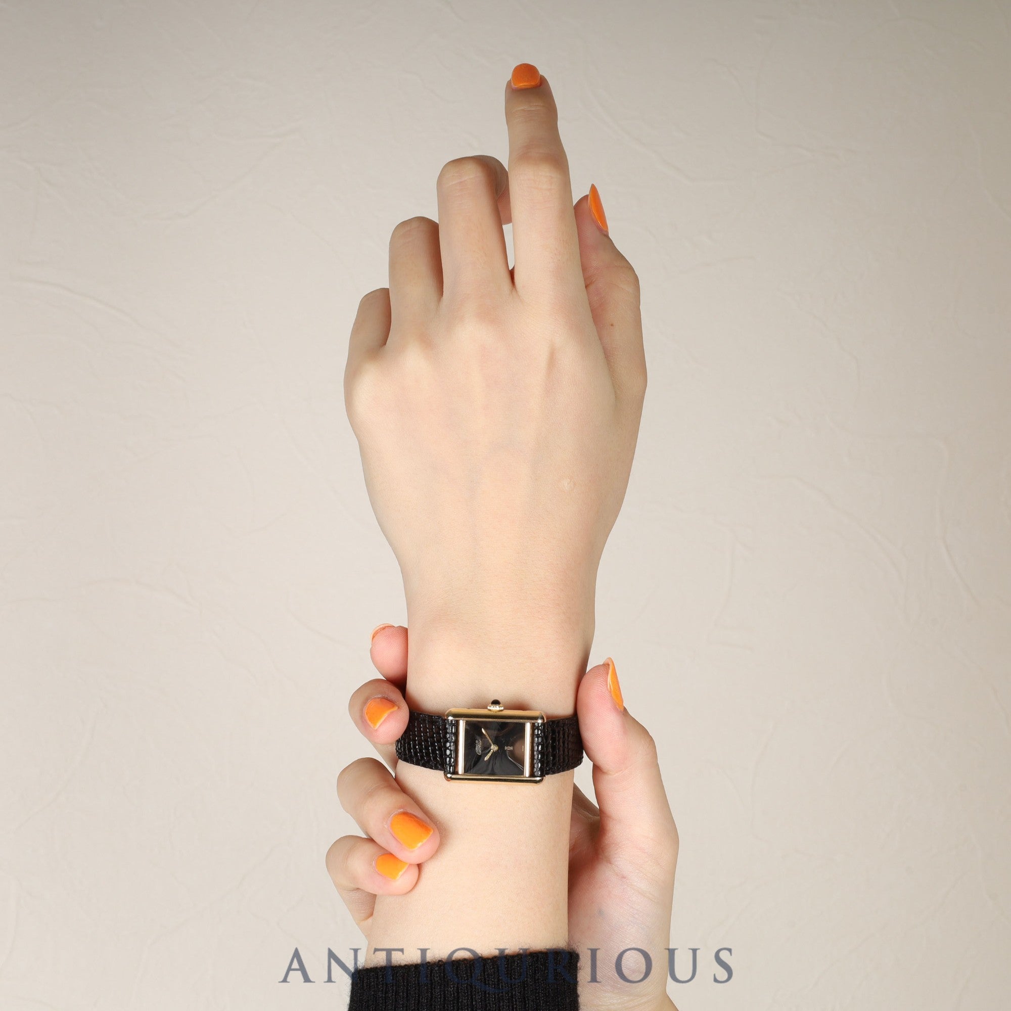 Cartier Must Tank SM Manual Winding Caliber - SV925 Leather Strap with Genuine GP Buckle, Onyx Dial (SWISS Marking), Circa 1976-1981, Overhauled