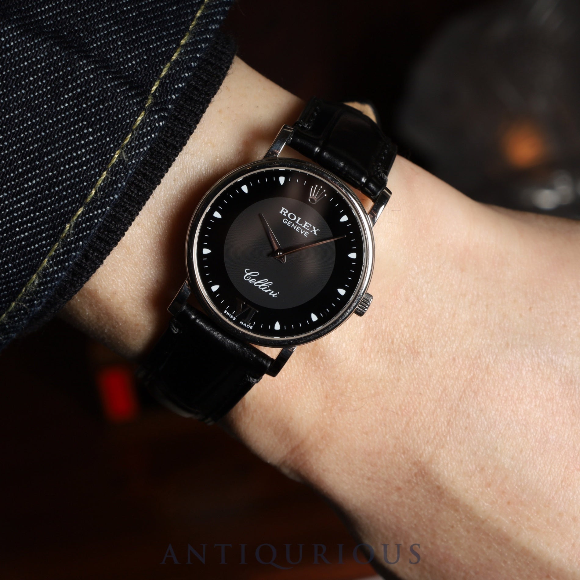 Rolex Cellini 5115 Manual Winding Caliber 1602 750 Leather Strap with Genuine Buckle (750) Black Dial A Series (1998-1999) Overhauled