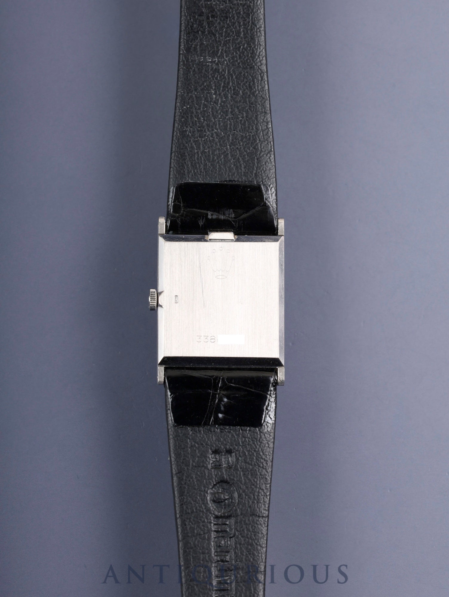 Rolex Cellini 4014 Manual Winding Caliber 1600 750WG Leather Strap with Genuine GP Buckle Black Dial No. 33 (1971) Overhauled