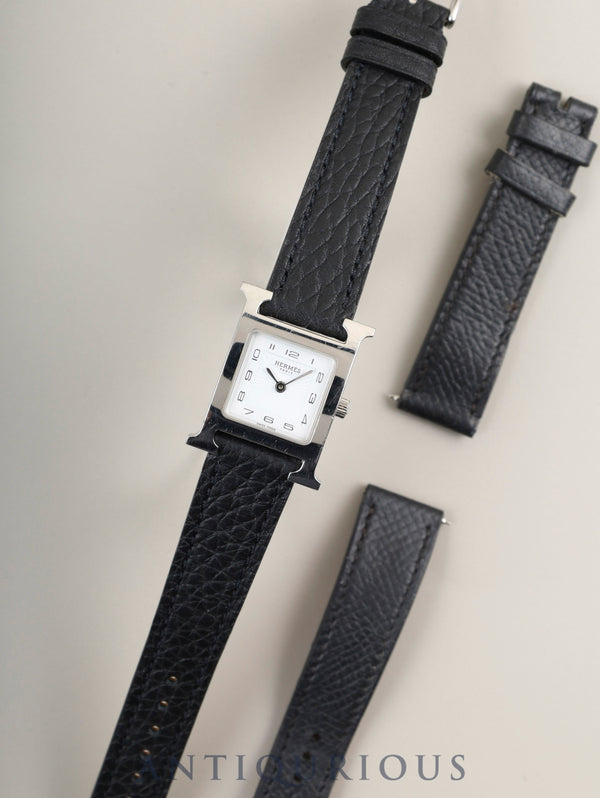 エルメス Hウォッチ HH1.210 クォーツ SS 革 純正尾錠(SS) ホワイト文字盤 純正革ベルト(□P刻印:2012年) オーバーホール済み