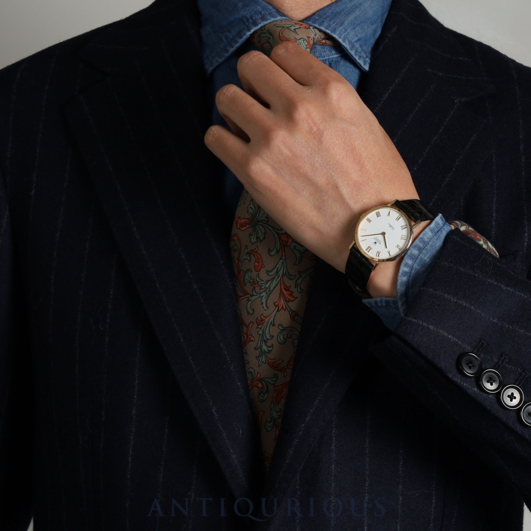 Rolex Cellini 4112 Manual winding Cal.1601 750YG Leather Genuine buckle (GP) White Roman dial 32mm N series (1991) Overhauled