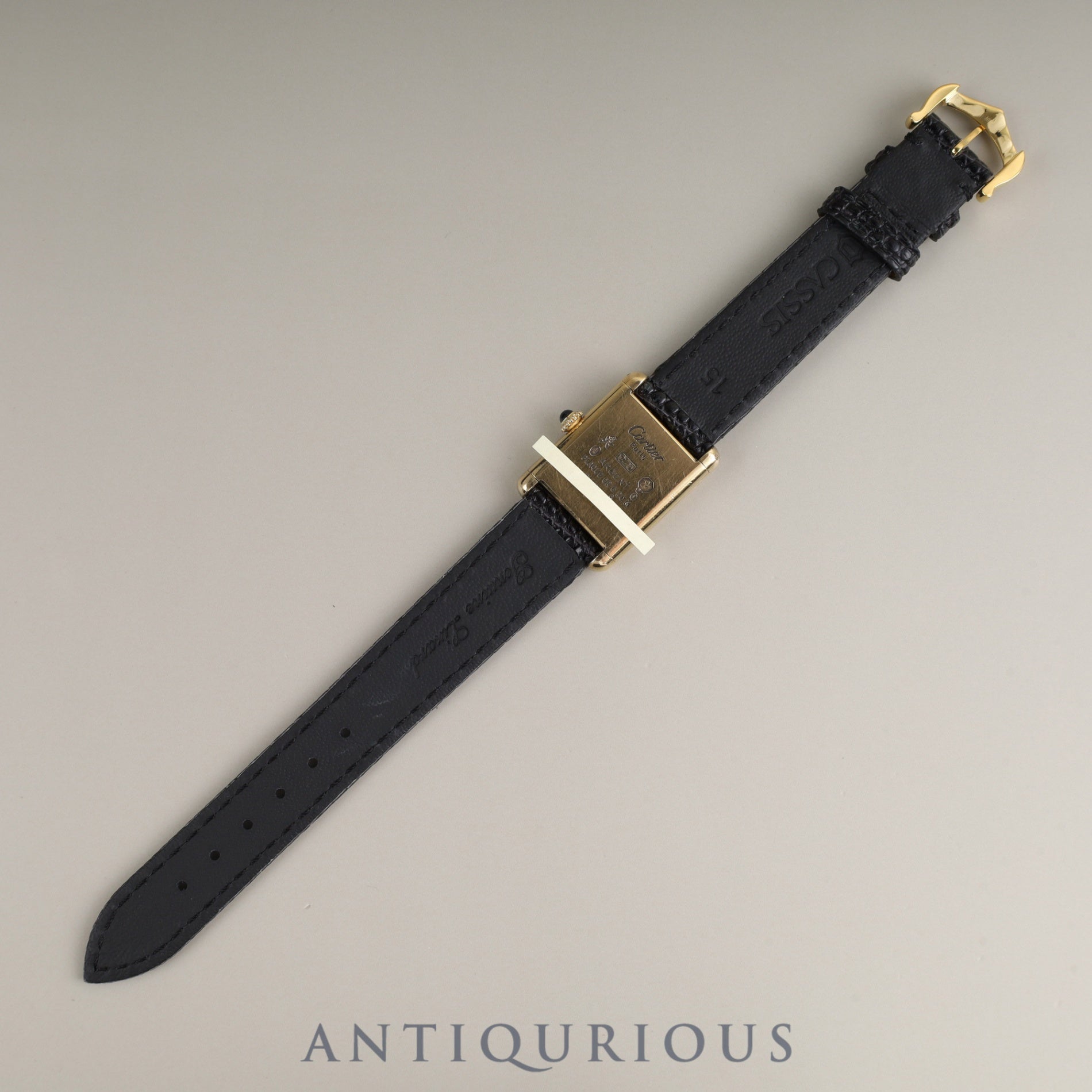 Cartier Must Tank SM Manual Winding Caliber - SV925 Leather Strap with Genuine GP Buckle, Onyx Dial (SWISS Marking), Circa 1976-1981, Overhauled