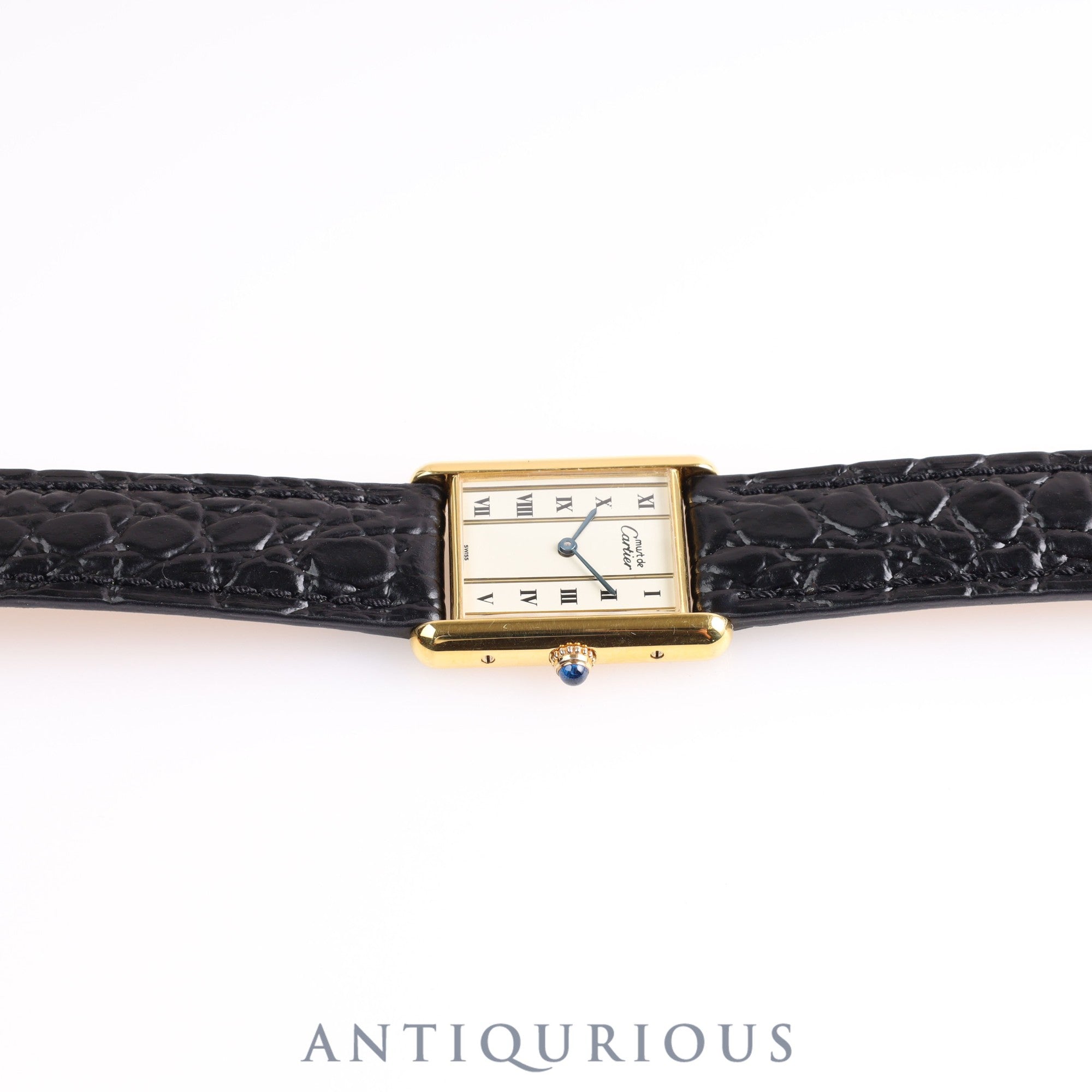 Cartier Must Tank LM QZ 590005 Vertical Roman Dial SV925 Leather