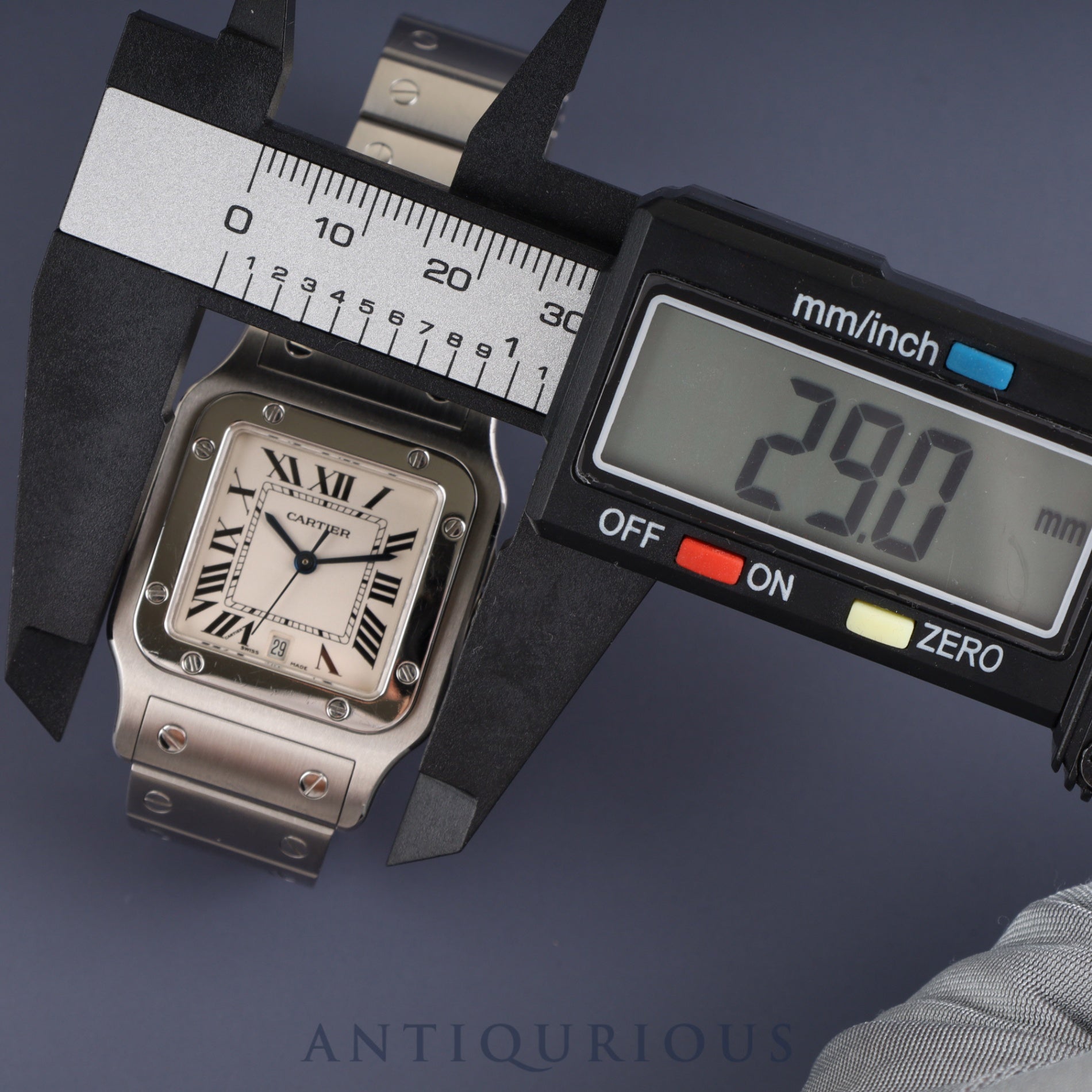 カルティエ サントス ガルベ LM W20060D6 / 1564 クォーツ Cal.687 SS SS ホワイトローマン文字盤 修理証明書(2024年)オーバーホール済み カルティエブティックにてアフターサービス済み