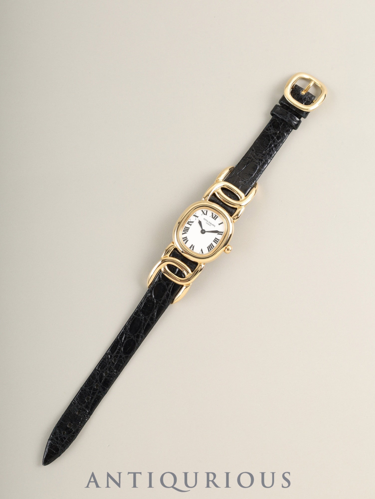 パテック・フィリップ ゴールデンエリプス 4830J クォーツ Cal.E15 750YG 純正レザーベルト 純正ピンバックル(750YG)ホワイトローマン オーバーホール済み