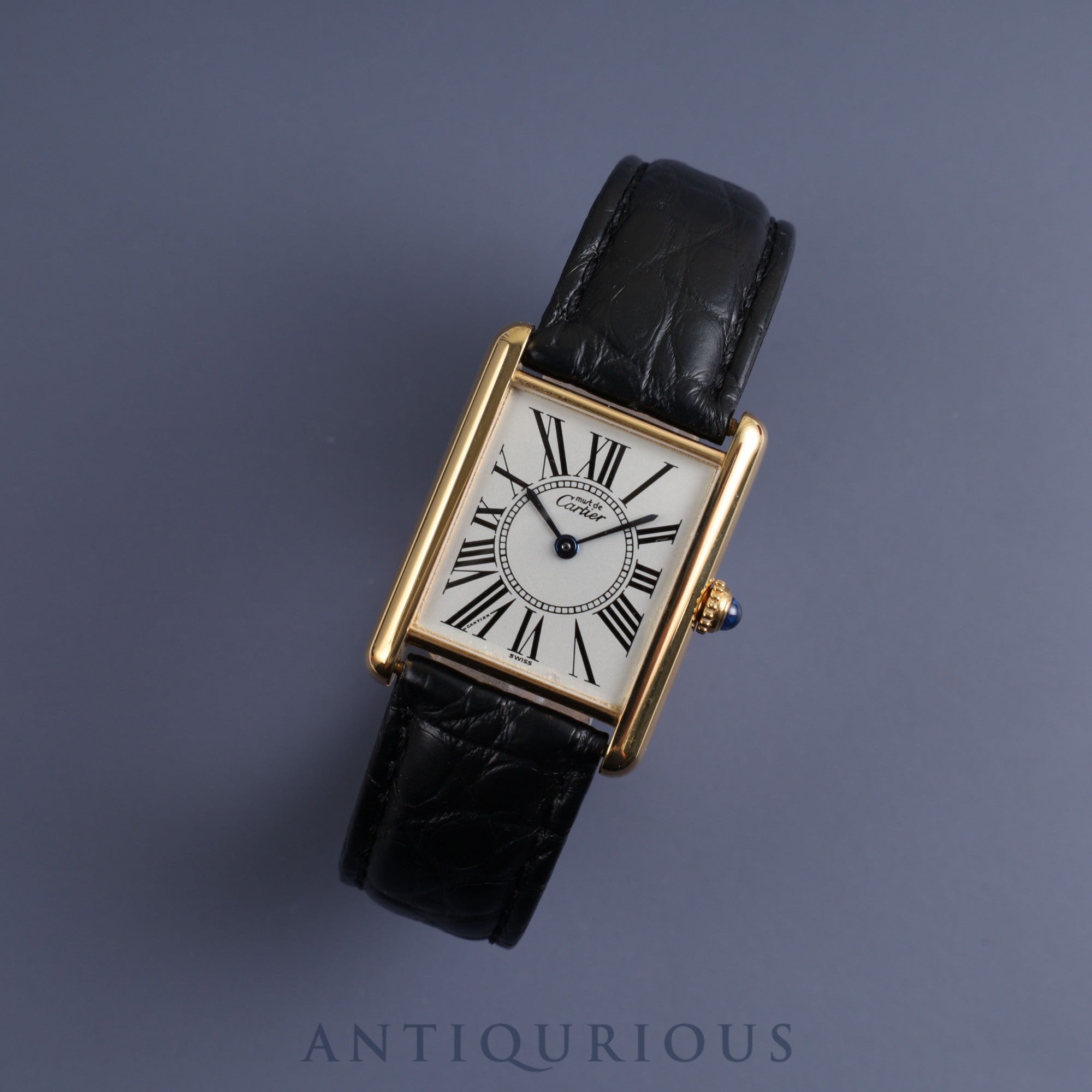 Cartier Must Tank LM QZ Cal.90 W1005654 / 590005 SV925 Leather Genuine Buckle (GP) Opalan Dial Box