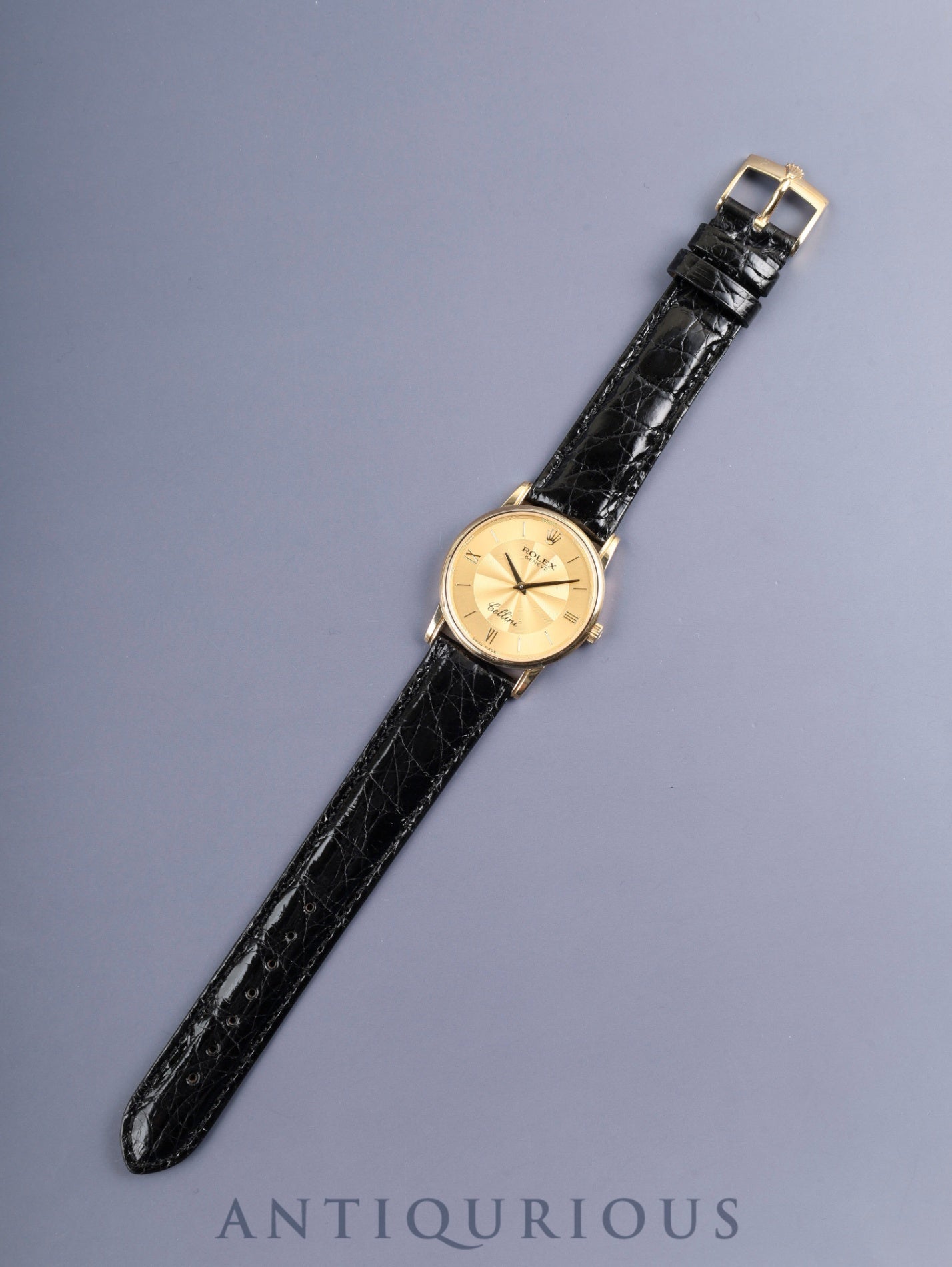 ロレックス チェリーニ 5116/8 手巻き Cal.1602 750YG 革 純正ピンバックル(750)シャンパンギョーシェ文字盤 32mm M番台(2007年~2008年)ケース カードホルダー 冊子 保証書(2008年/個人名修正跡) オーバーホール済み