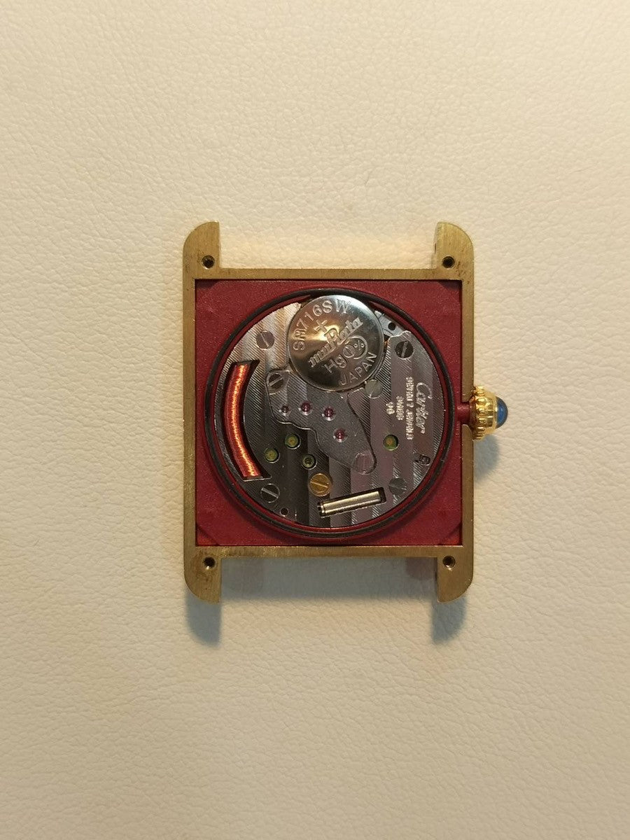 Cartier Must Tank LM 590005 Quartz Caliber 90 SV925 Leather Strap with Genuine GP Buckle Ivory Roman Dial Box and Booklet Overhauled