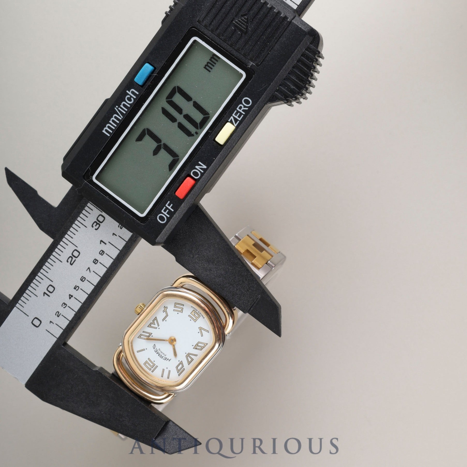 エルメス ラリー 77.03 クォーツ Cal.976.001 SS/GP SS/GP ホワイト文字盤 オーバーホール済み