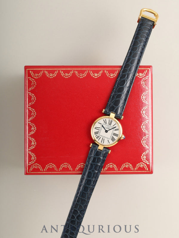 Cartier Must Vendome VLC SM 590004 Quartz Cal.90 SV925 Leather Genuine Deployant Buckle (GP) Opaline Dial (SWISS marking) Box Overhauled