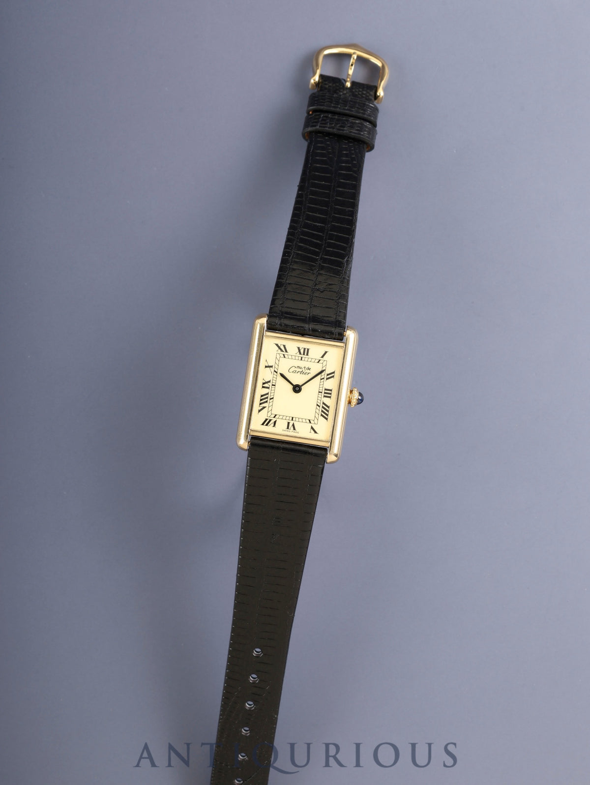 Cartier Must Tank LM Hand-wound Cal.- SV925 Leather Genuine pin buckle (GP) Ivory Roman dial (SWISS MADE表記) Complete service performed at Cartier boutique Function check performed at Cartier boutique