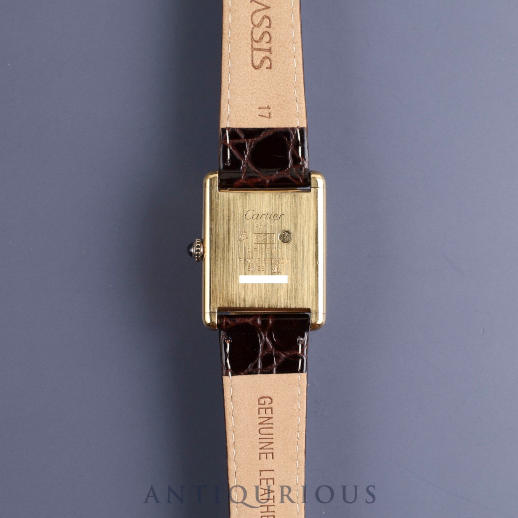 カルティエ マストタンク LM 手巻き Cal.78-1 SV925 革 純正尾錠(GP)マホガニー文字盤 オーバーホール済み