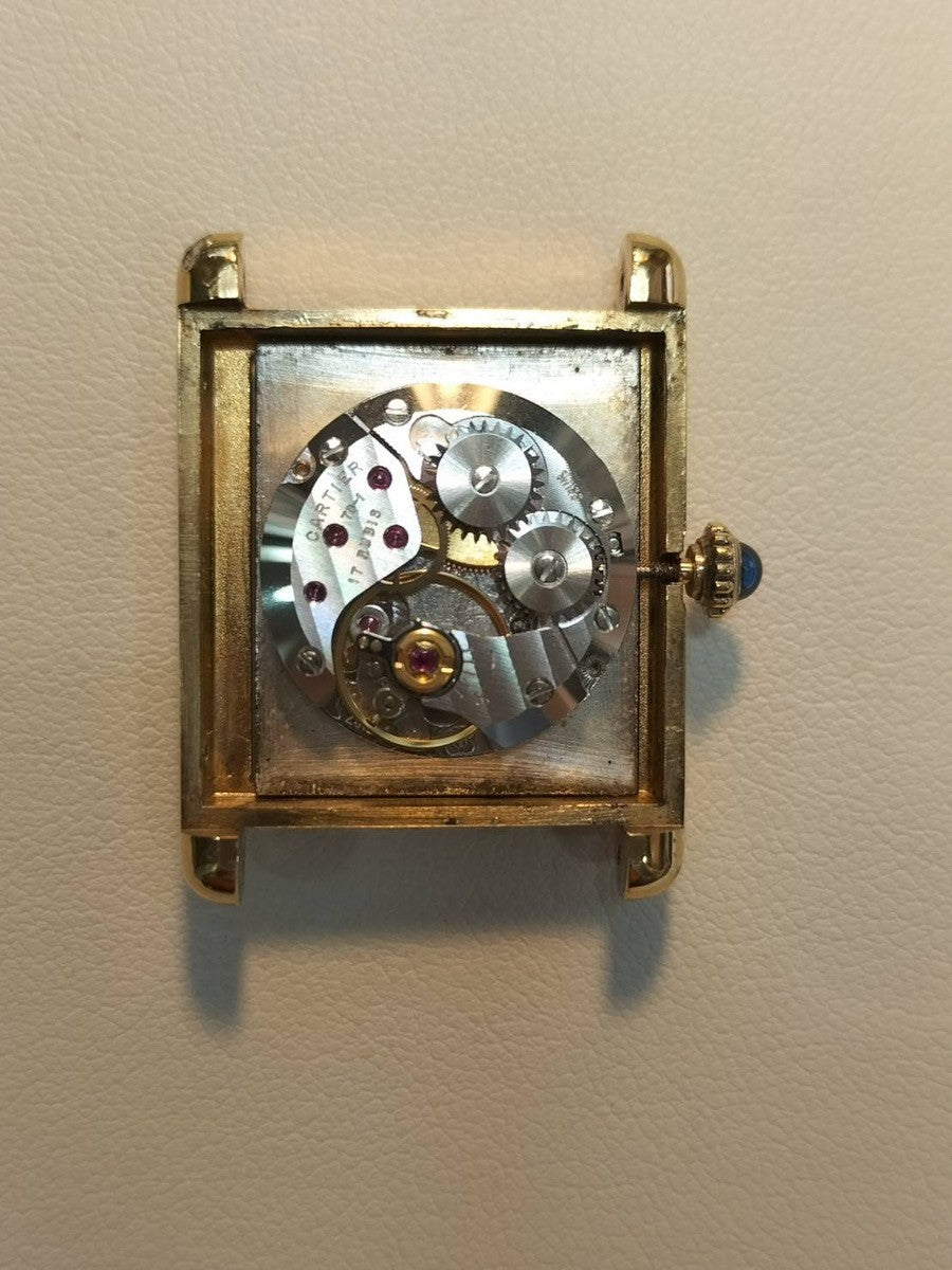 カルティエ マストタンク LM 手巻き Cal.78-1 SV925 革 純正尾錠(GP) ブラックローマン文字盤 保証書 オーバーホール済み