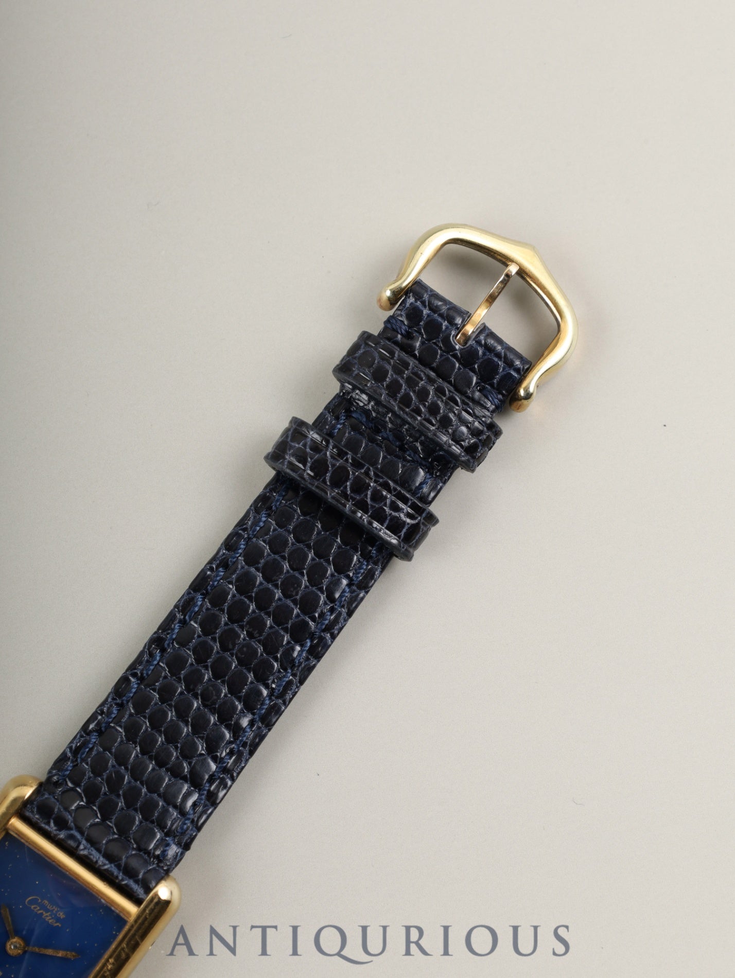 Cartier Must Tank SM Manual Winding Caliber 78-1 SV925 Leather Strap with Genuine GP Buckle, Lapis Lazuli Dial (SWISS Marking), Overhauled