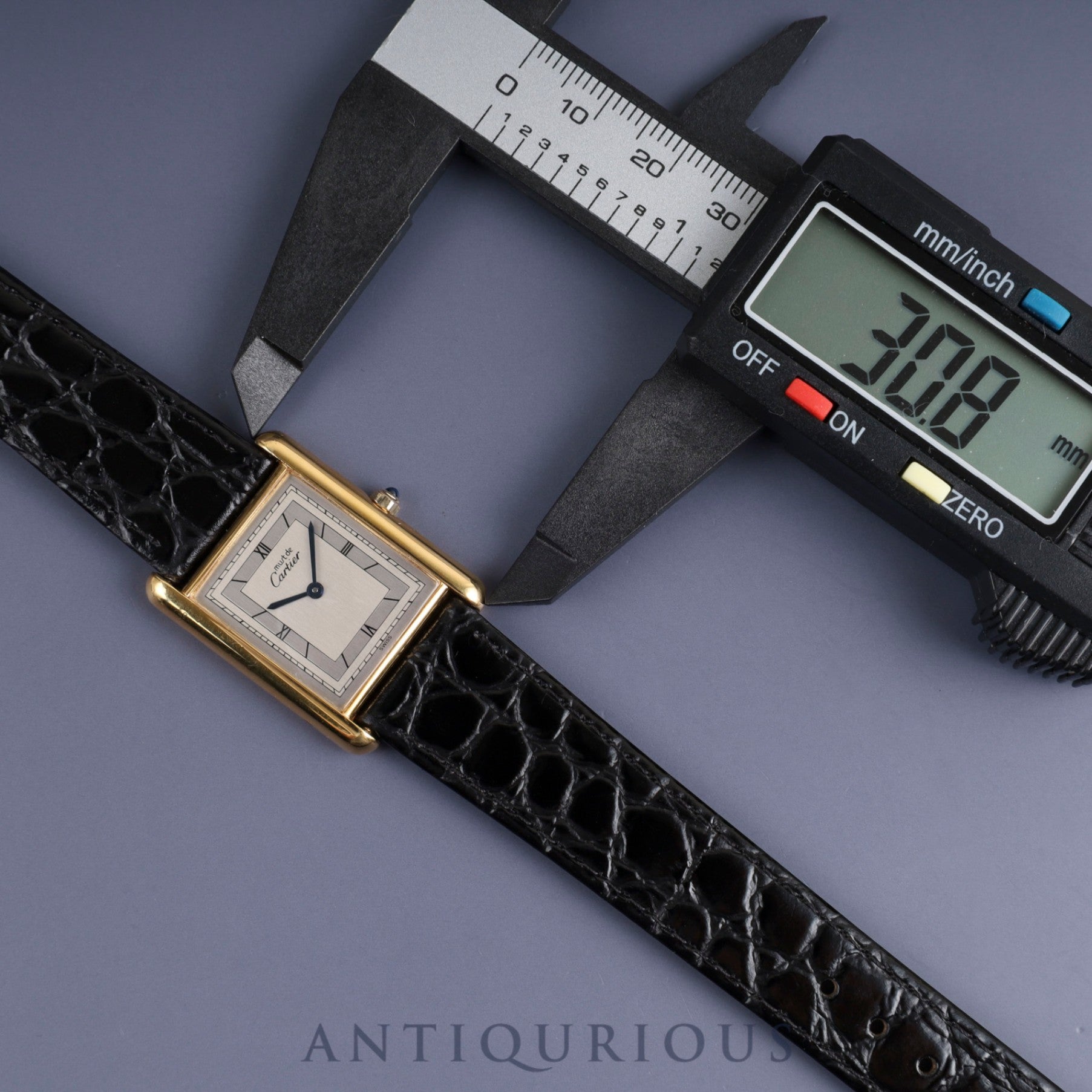 Cartier Must Tank LM 6 81006 Quartz SV925 Leather Genuine Buckle (GP) Grey Roman Dial Complete service (full maintenance) completed at Cartier boutique