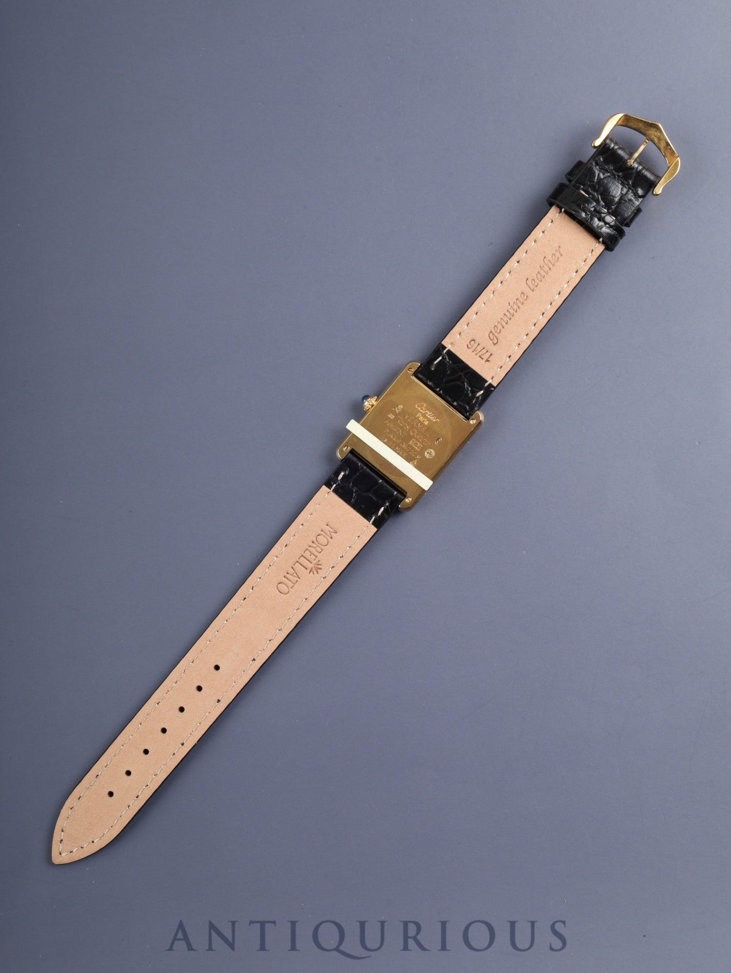 カルティエ マストタンク LM 590005 クォーツ Cal.90 SV925 革 純正ピンバックル(GP)ストレートローマン文字盤(SWISS表記) 箱 冊子 保証書(1989年)オーバーホール済み