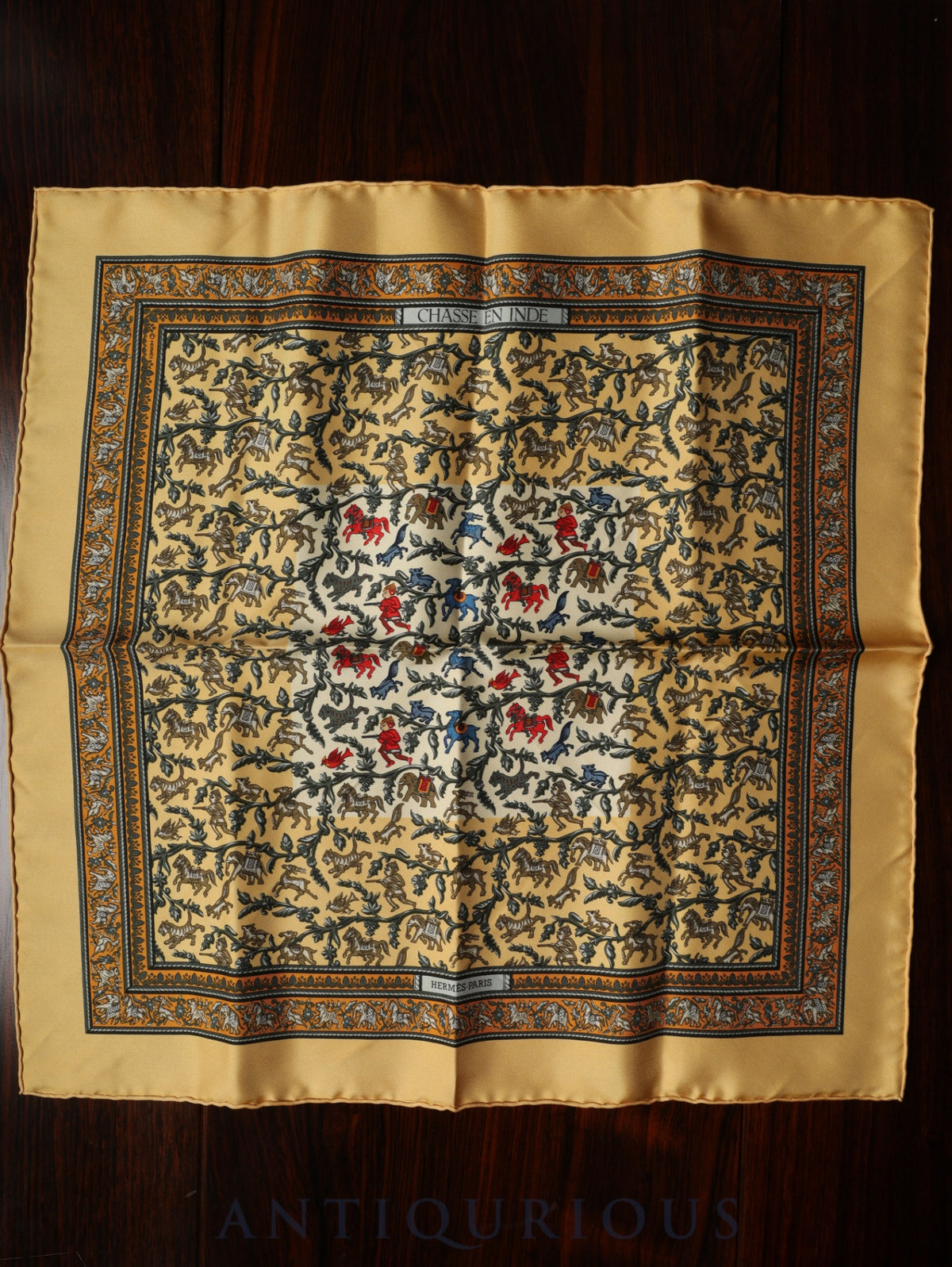 Hermès Scarf Carré 45 CHASSE EN INDE Hunting in India 100% Silk
