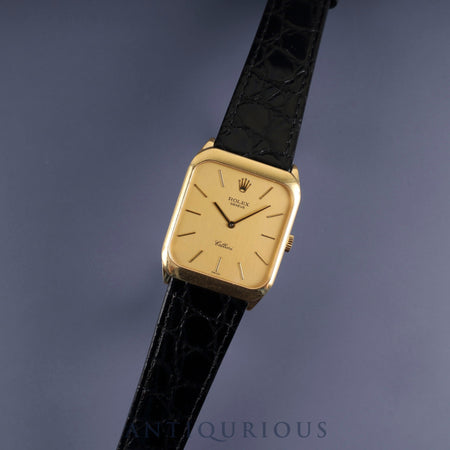 Rolex Cellini 4135 Manual winding Cal.1601 750YG Leather Genuine buckle (GP) Gold dial No. 43 (1975) Overhauled