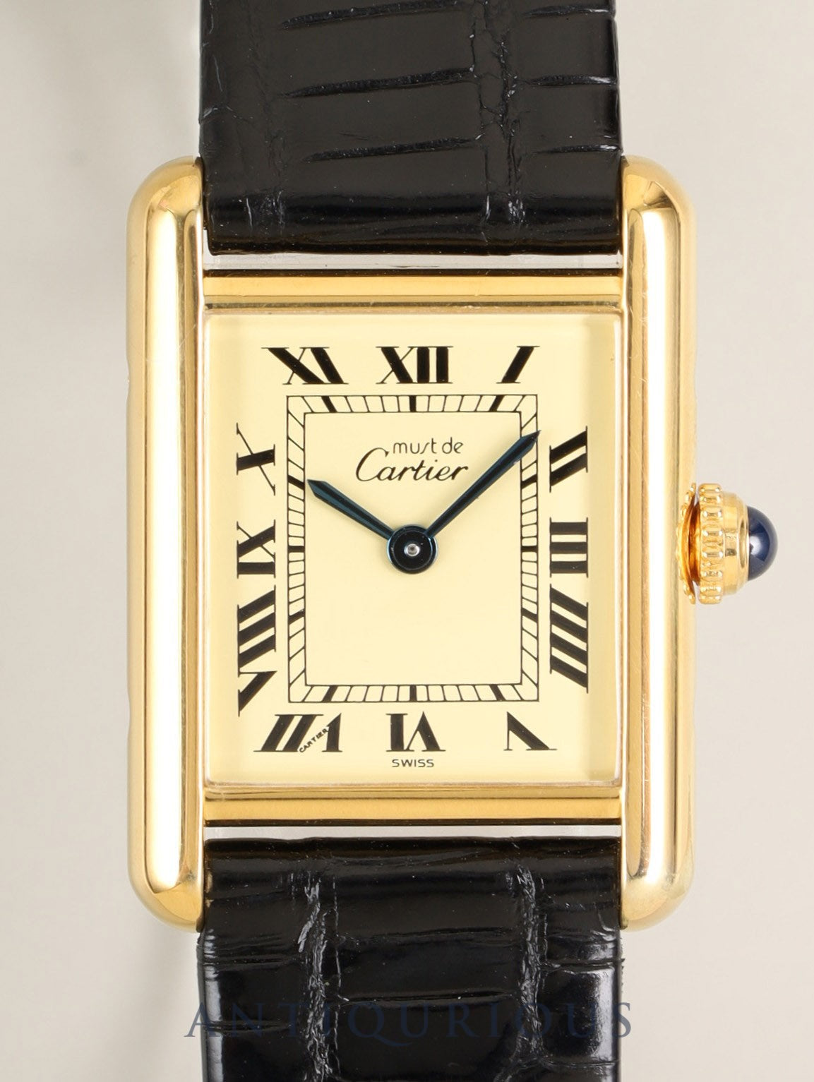 カルティエ マストタンク SM 5057001 クォーツ Cal.057 SV925 革 純正ピンバックル(GP)アイボリーローマン文字盤(SWISS表記)箱 冊子 保証書(1994年 / シリアル番号未記載) オーバーホール済み 新品仕上げ済み