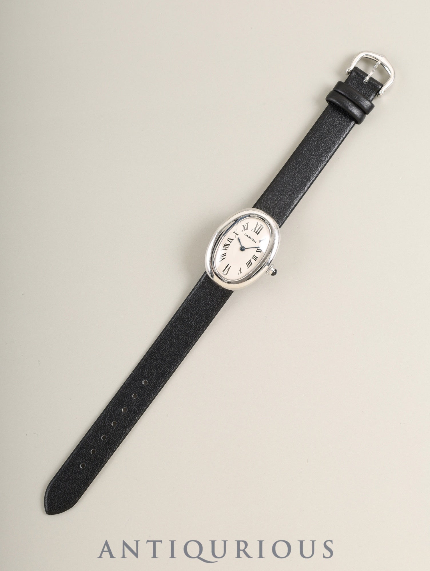 カルティエ ベニュワール SM W1516856 / 1955 クォーツ Cal.057 750WG 革 純正ピンバックル(750WG)ホワイトローマン文字盤(SWISS表記)箱 オーバーホール済み