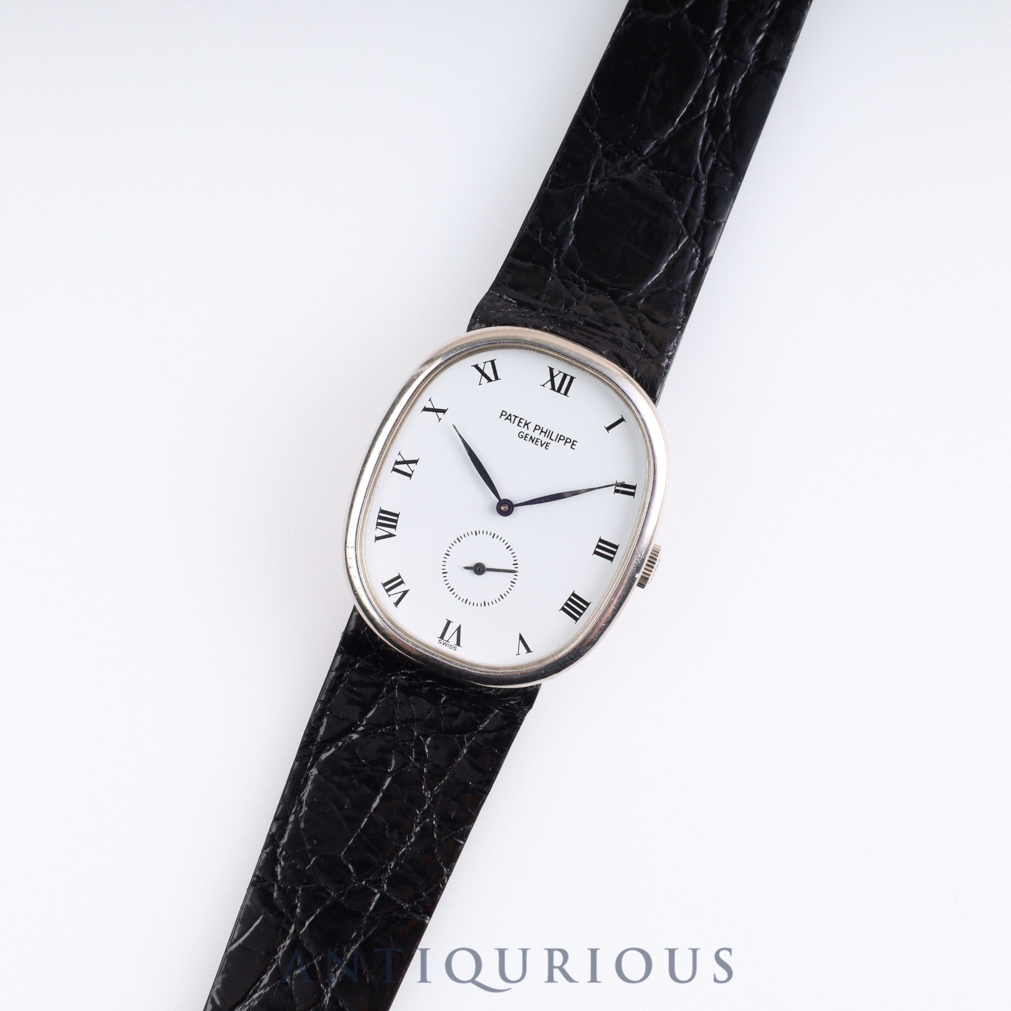 Patek Philippe Golden Ellipse 3948 Manual Winding Cal.215 WG Leather White Dial 1980s