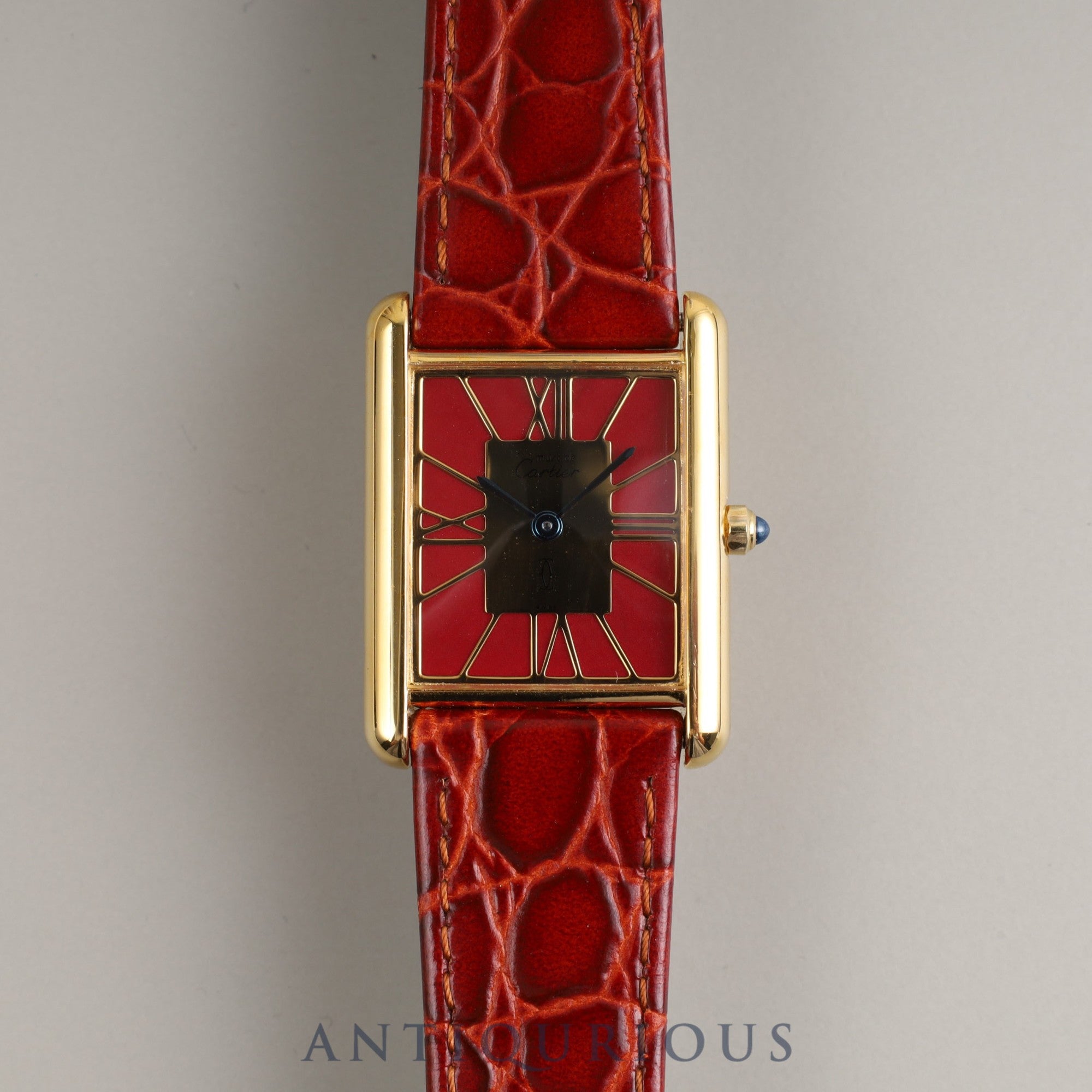 Cartier Must Tank LM QZ 6 81006 SV925 Leather Genuine Buckle (GP) Cloisonné Dial Overhauled