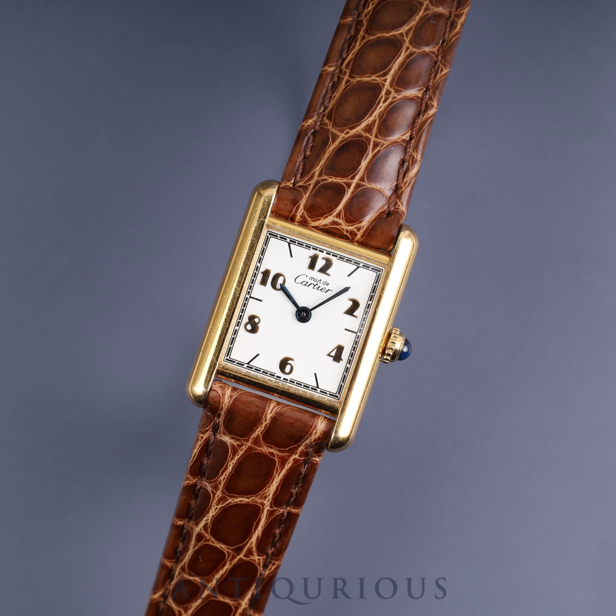 カルティエ マストタンク SM 5057001 Cal.90 SV925 革 純正Dバックル(GP)飛びアラビアCC文字盤 保証書(1995年)オーバーホール済み