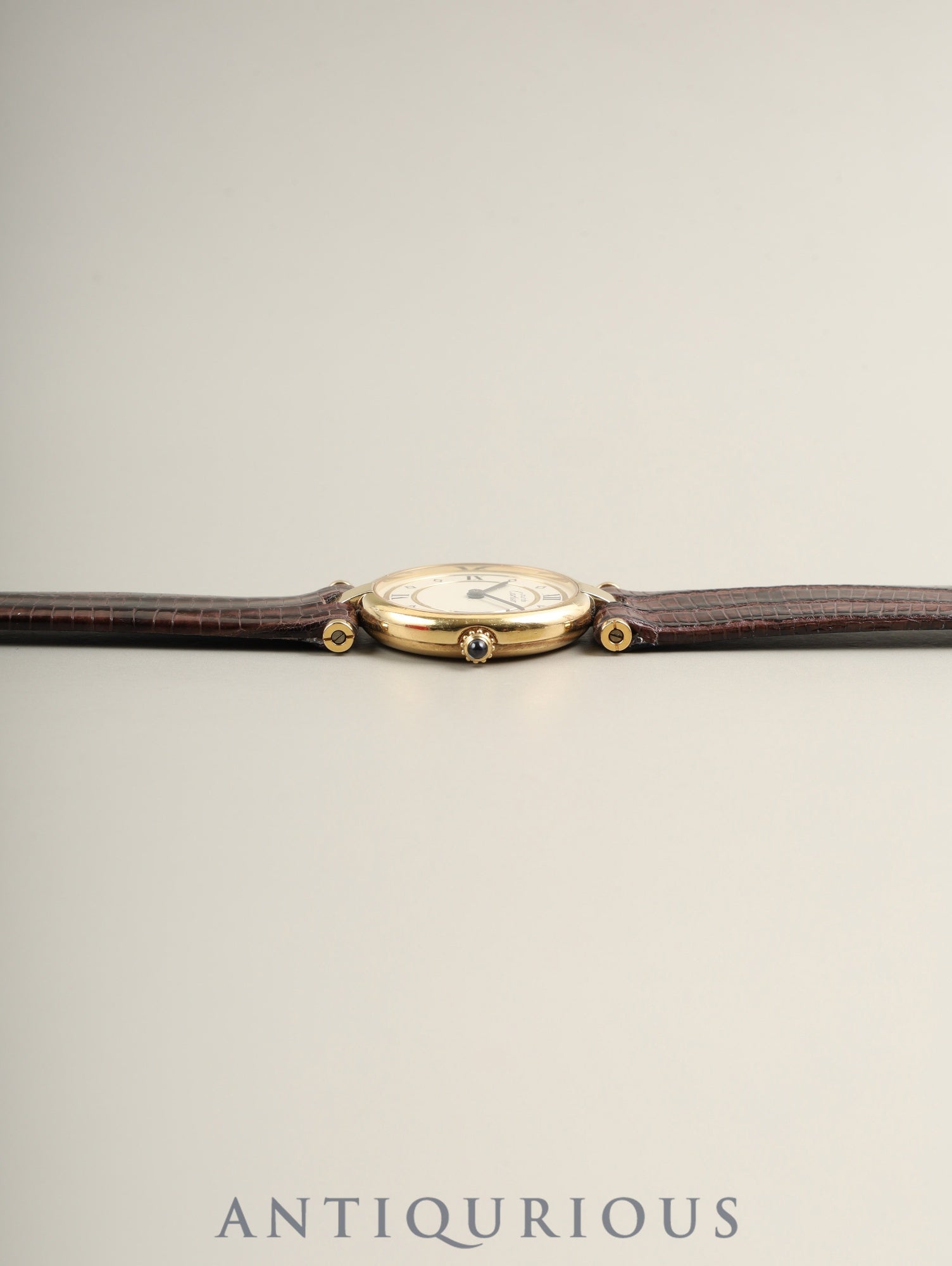 カルティエ マスト ヴァンドーム VLC SM 18 クォーツ Cal.81 SV925 革 純正ピンバックル(GP) アイボリー4点ローマン文字盤 箱 オーバーホール済み