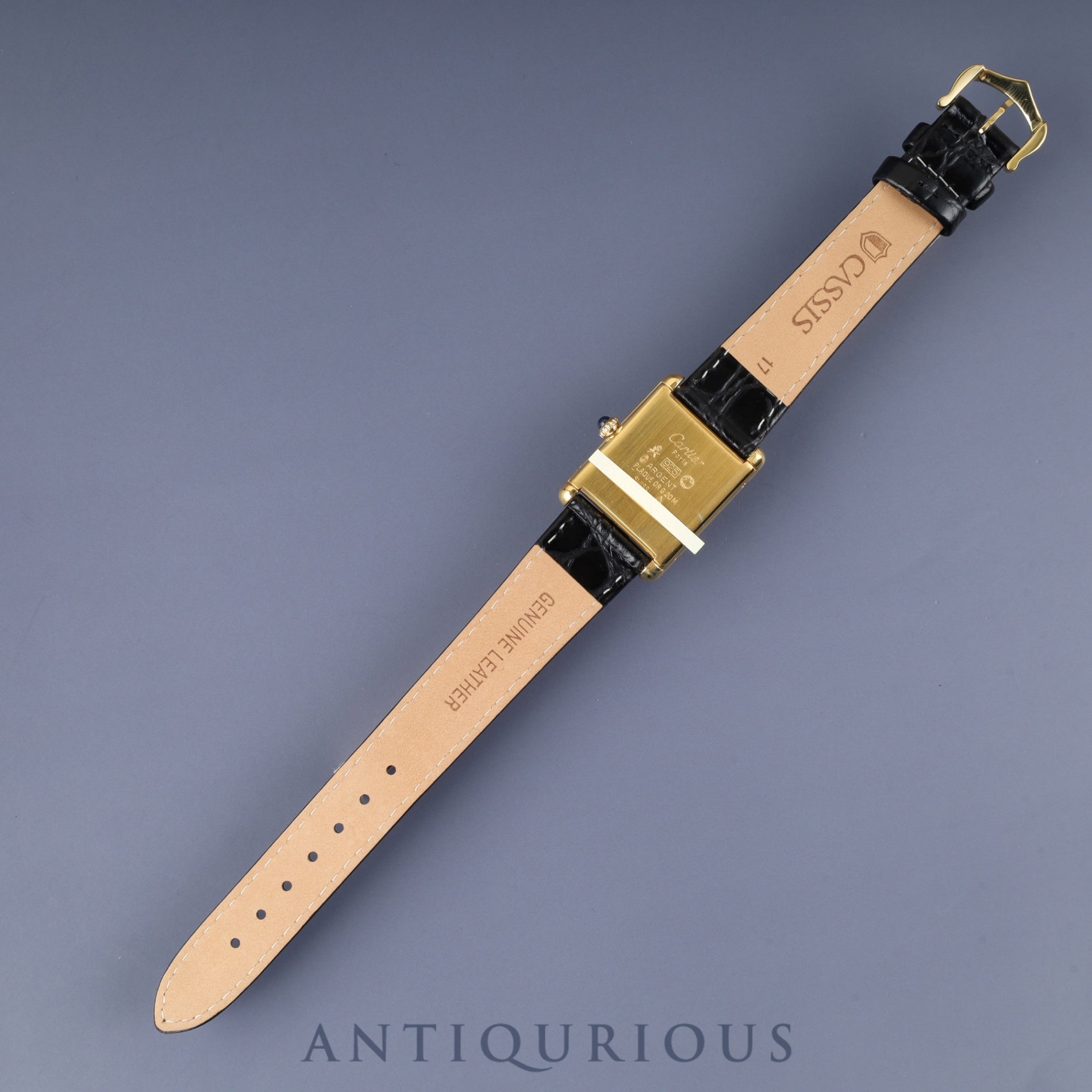 カルティエ マストタンク LM 手巻き Cal.78-1 SV925 革 純正尾錠(GP) オニキス文字盤 オーバーホール済み 新品仕上げ済み