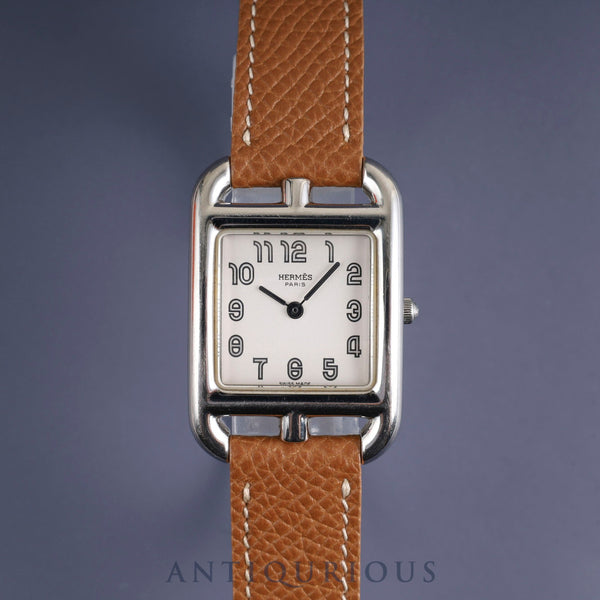 エルメス ケープコッド CC1.210 クォーツ Cal.976.001 SS 革 純正尾錠(SS)シルバーアラビア文字盤 純正革ベルト(□F刻印:2002年)オーバーホール済み