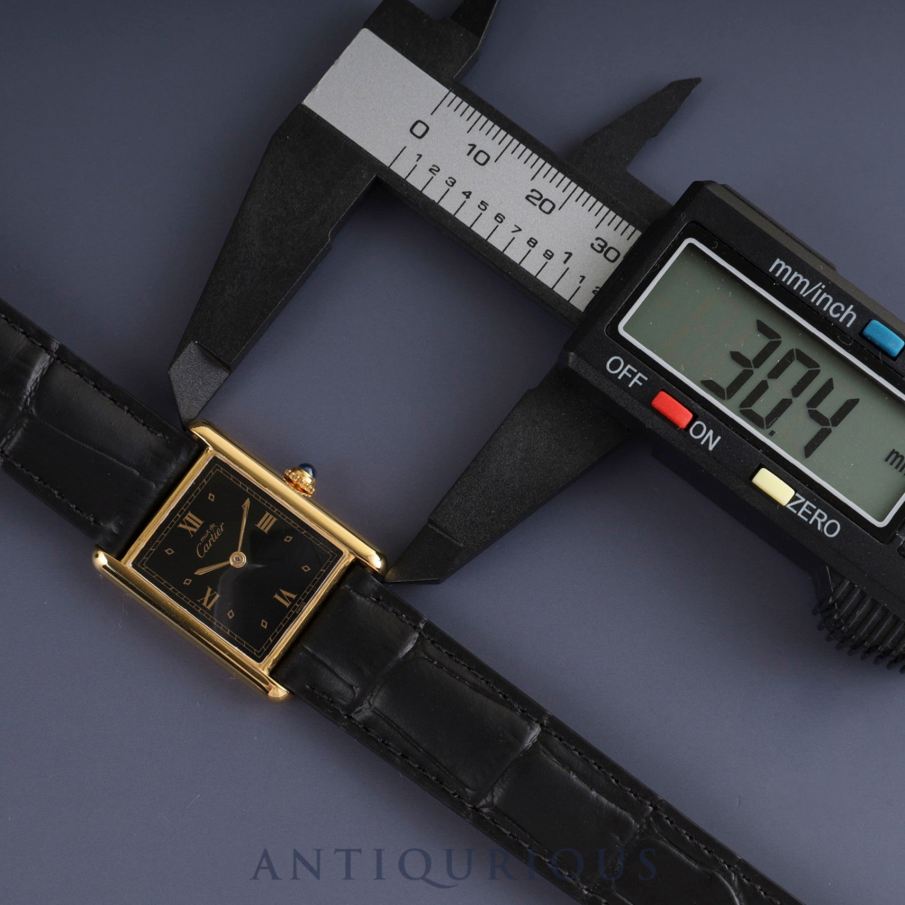 カルティエ マストタンク LM W1001254 / 590005 クォーツ Cal.90 SV925 革 純正Dバックル(GP) ブラック飛びローマン文字盤 保証書(1990年) オーバーホール済み 新品仕上げ済み