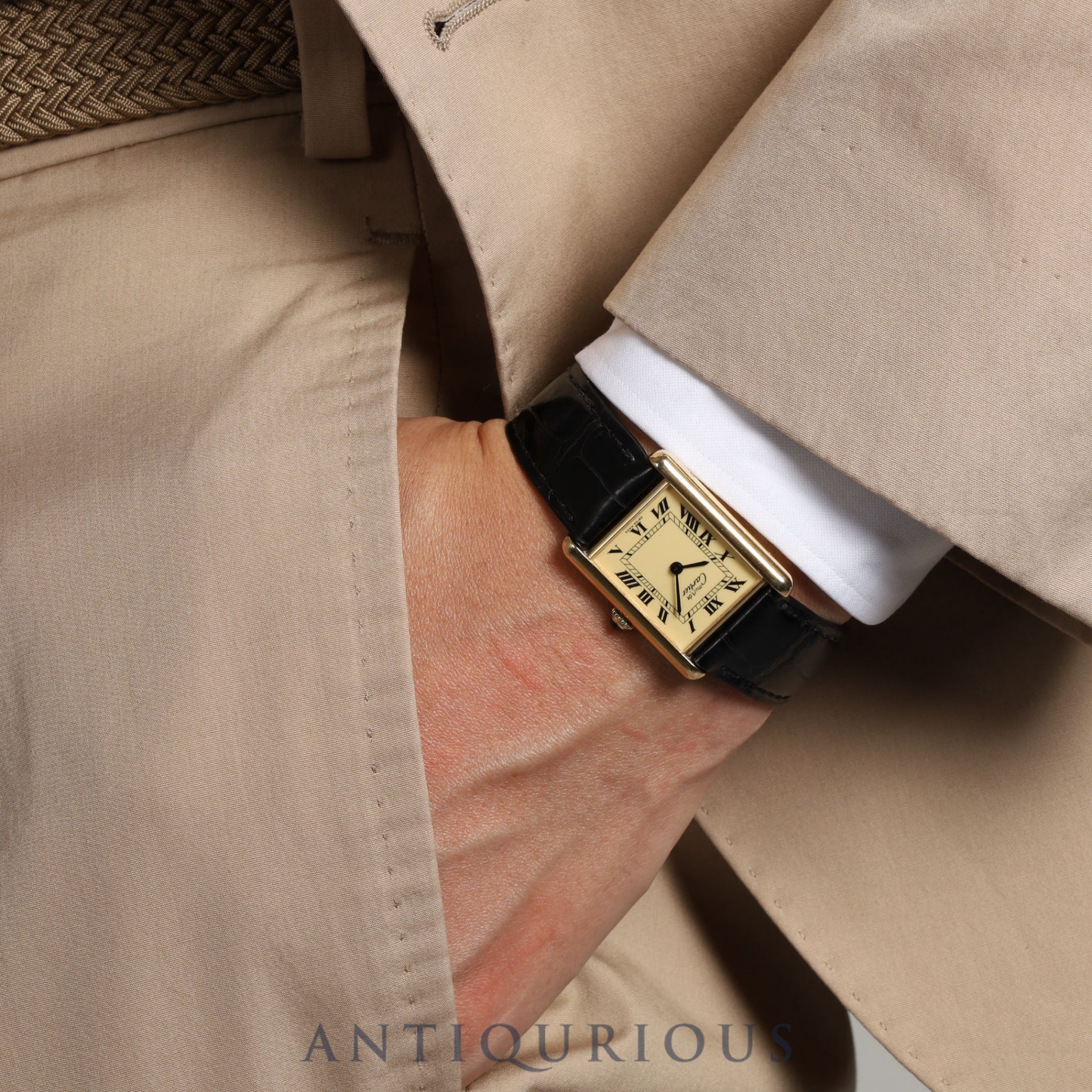 Cartier Must Tank LM 81974053 Manual winding Cal.78-1 SV925 Leather Genuine buckle (GP) Ivory Roman dial Circa 1976-Early 1980s Overhauled