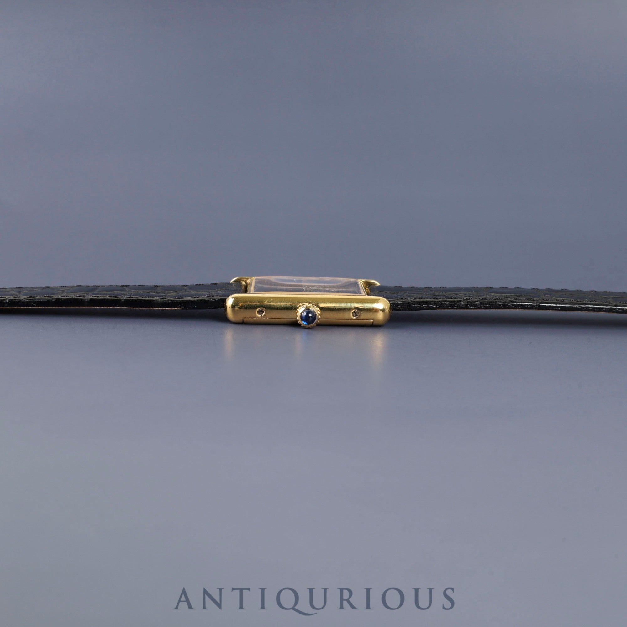 カルティエ マストタンク LM 手巻き Cal.78-1 SV925 革 純正尾錠(GP) オニキス文字盤 オーバーホール済み 新品仕上げ済み