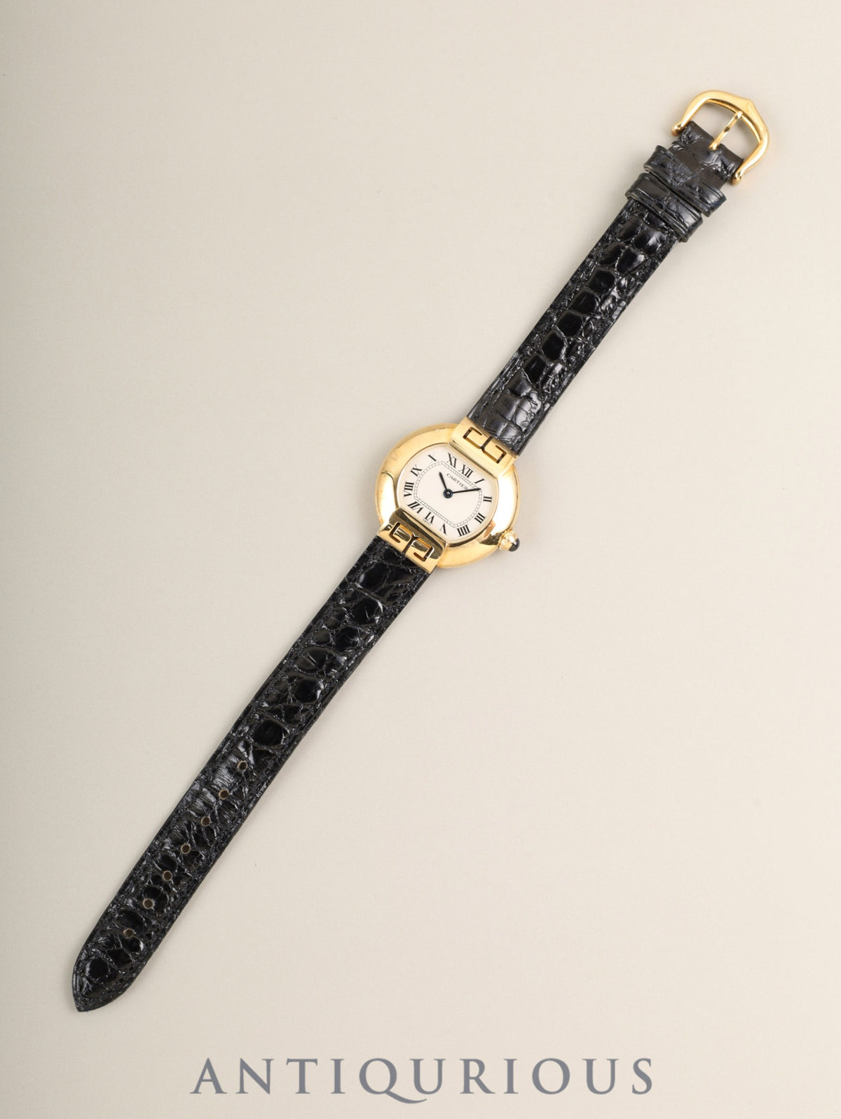 カルティエ エリプス アールデコ SM W1513656 / 1480 クォーツ Cal.057 750YG 純正革ベルト 純正ピンバックル(750YG)アイボリーローマン文字盤(SWISS表記) 箱 保証書(1995年)冊子 オーバーホール済み