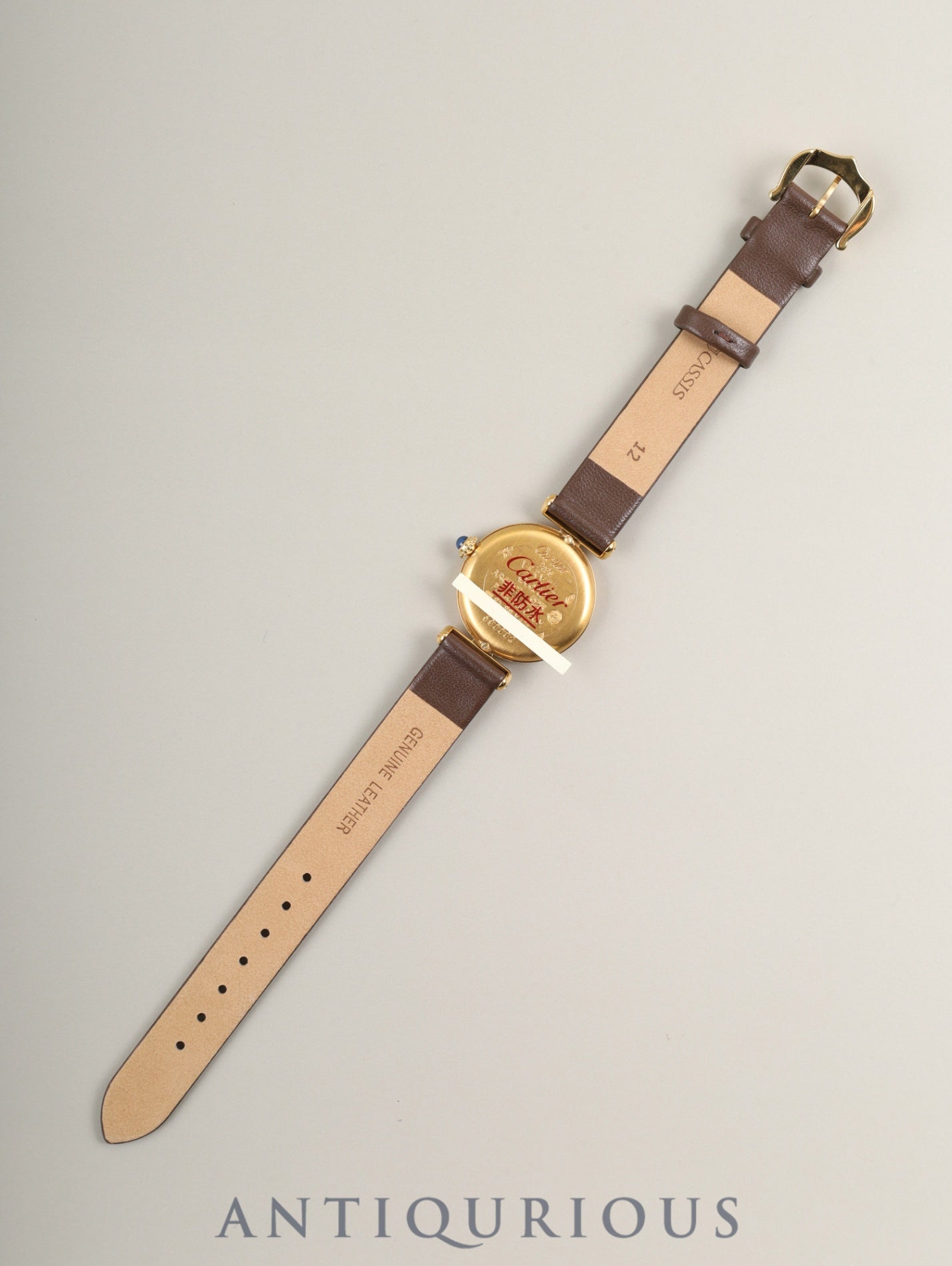 カルティエ マストコリゼ W1000653 / 590002 クォーツ SV925 革 純正尾錠(GP) アイボリーローマン文字盤 箱 冊子 保証書(1990年) カルティエブティックにてコンプリートサービス済み