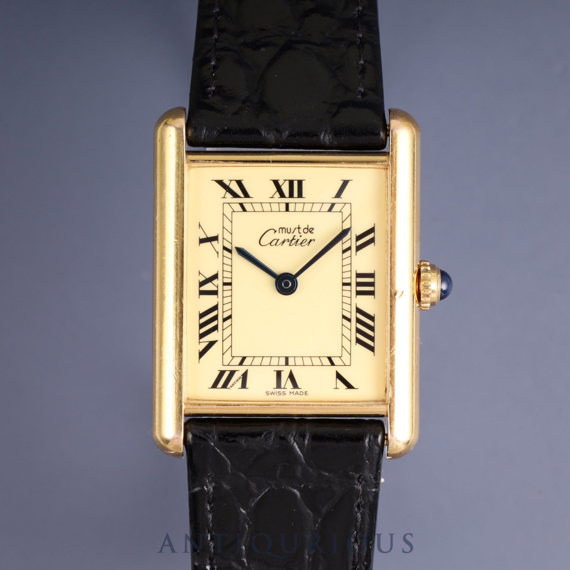 Cartier Must Tank LM W1002753 / 1615 Quartz SV925 Leather Genuine buckle (GP) Ivory Roman dial Warranty (1996) Complete service (full maintenance) completed at Cartier boutique