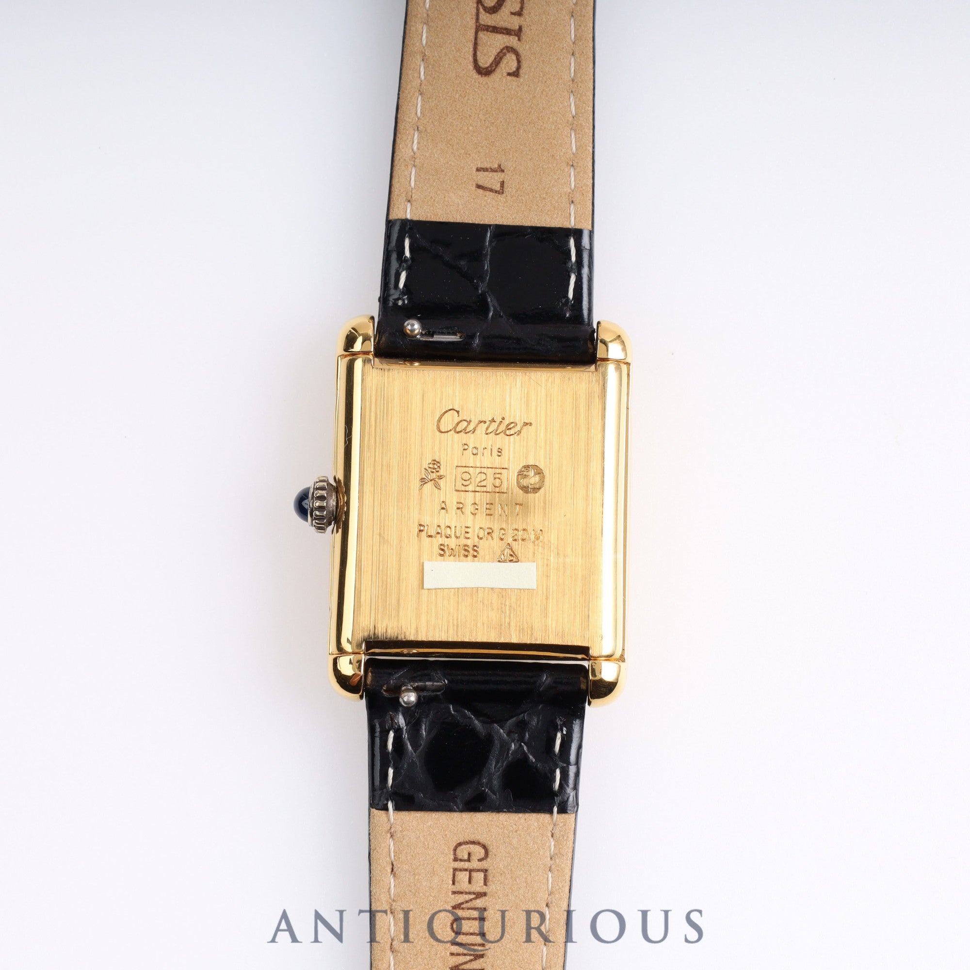Cartier Must Tank LM Manual Winding SV Leather Black Roman Dial