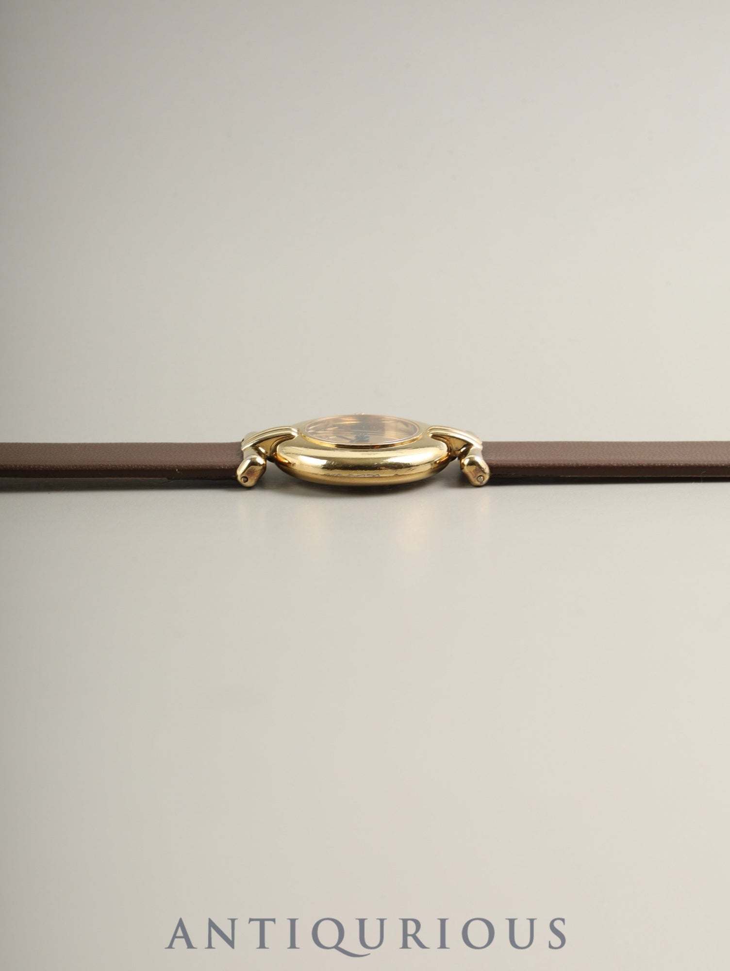 カルティエ マストコリゼ 590002 クォーツ Cal.90 SV925 革 純正尾錠(GP)ゴールド文字盤 保証書(1992年)オーバーホール済み