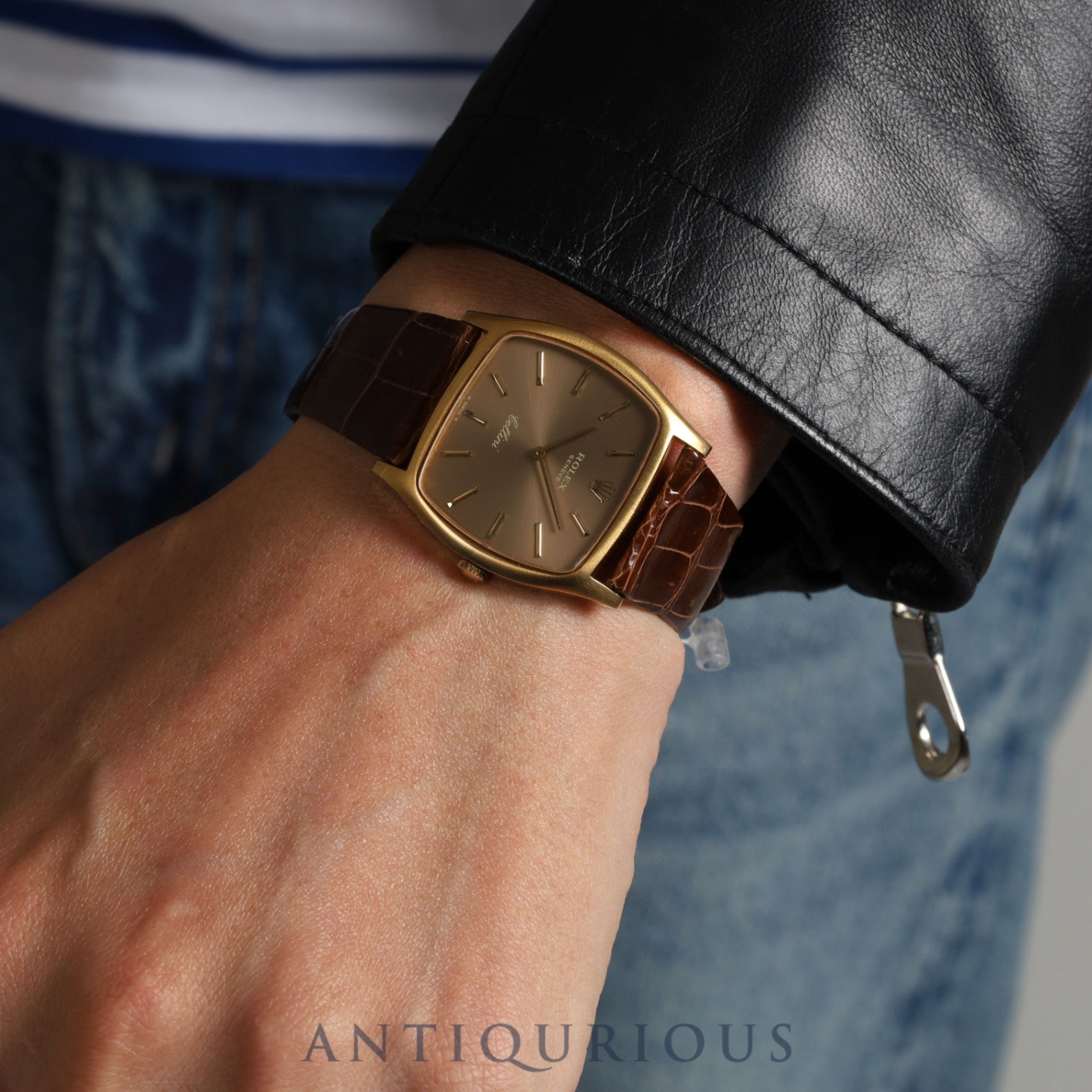 ロレックス チェリーニ 3805 手巻き Cal.1600 750 純正革ベルト 純正尾錠(GP)シャンパン文字盤 38番 1973年 オーバーホール済み