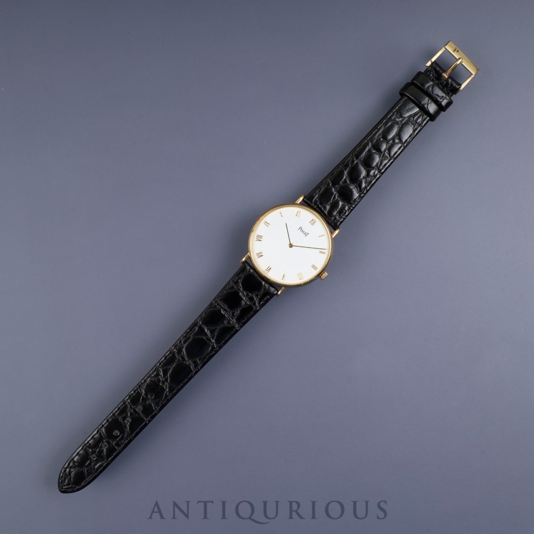 ピアジェ ラウンド 9035N 手巻き Cal.9P2 750YG 革 純正尾錠(750YG) ホワイト文字盤 32mm 保証書 オーバーホール済み